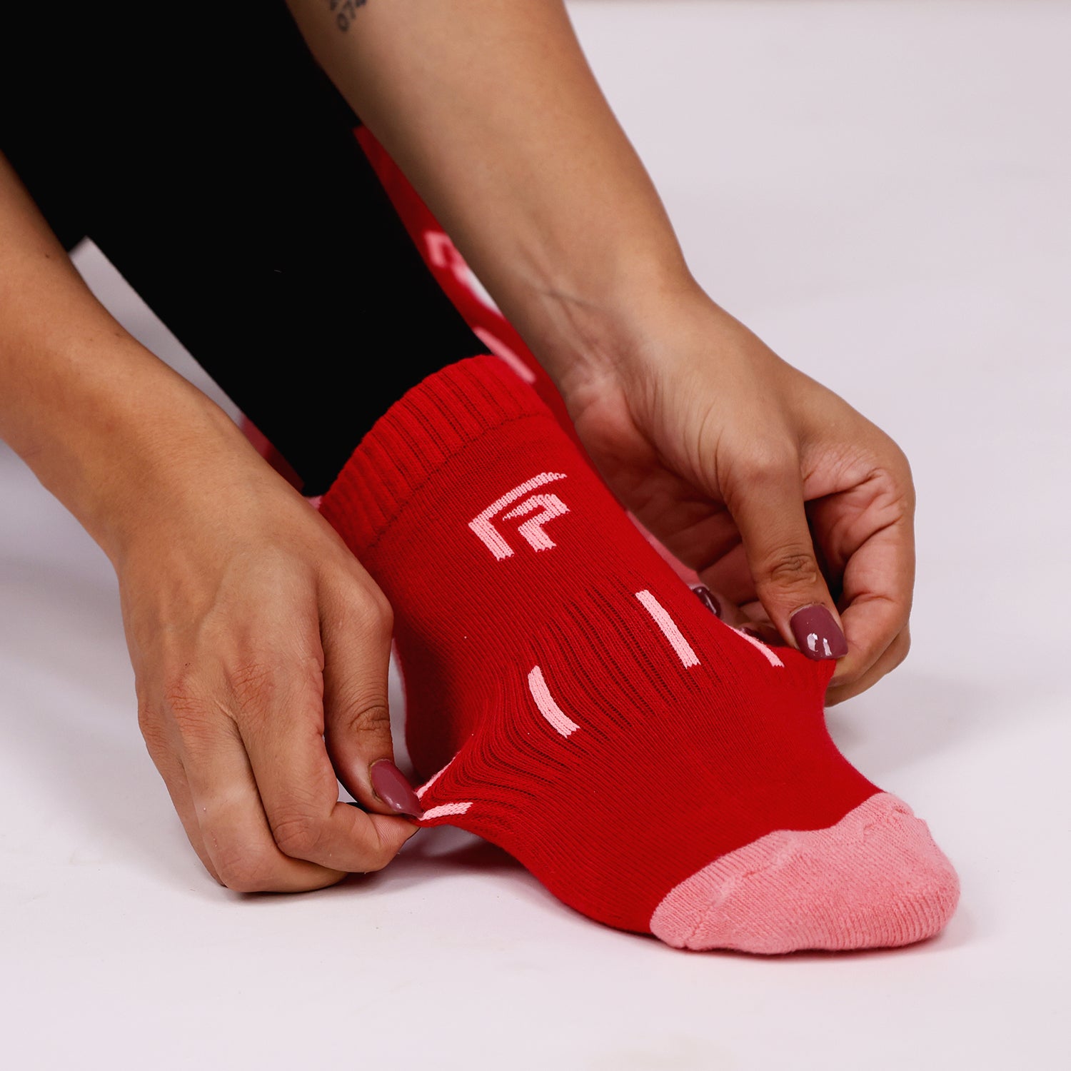 Bamboo Sports Socks for Women | Ankle Terry | Anti Odour & Breathable | Cushioned Base & Anti-Bacterial | Softer than Cotton Socks | Pack Of 2 | Red & Light Pink