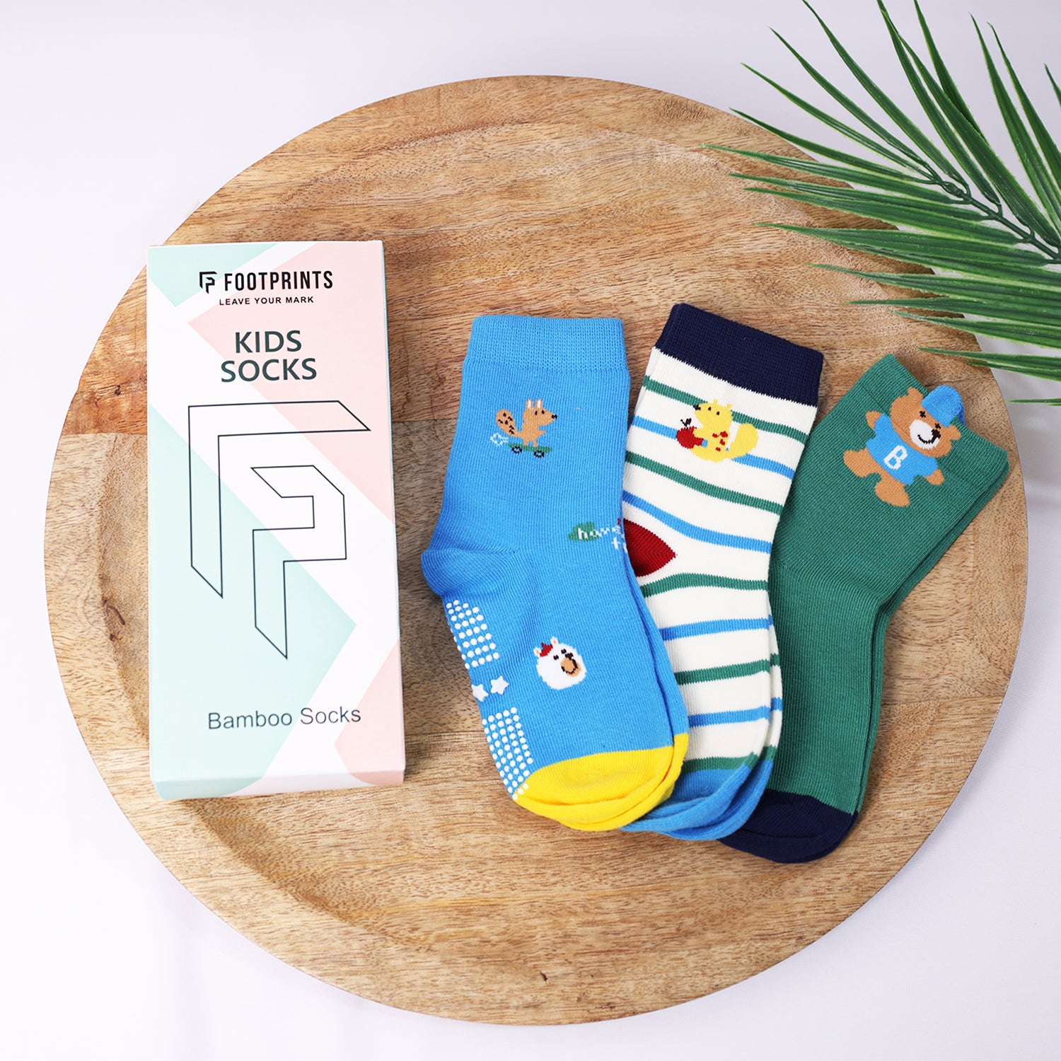 Organic Cotton Anti-Skid Socks for Boys | Non-Slip Grip Socks | Mixed Prints & Designs | Pack of 3