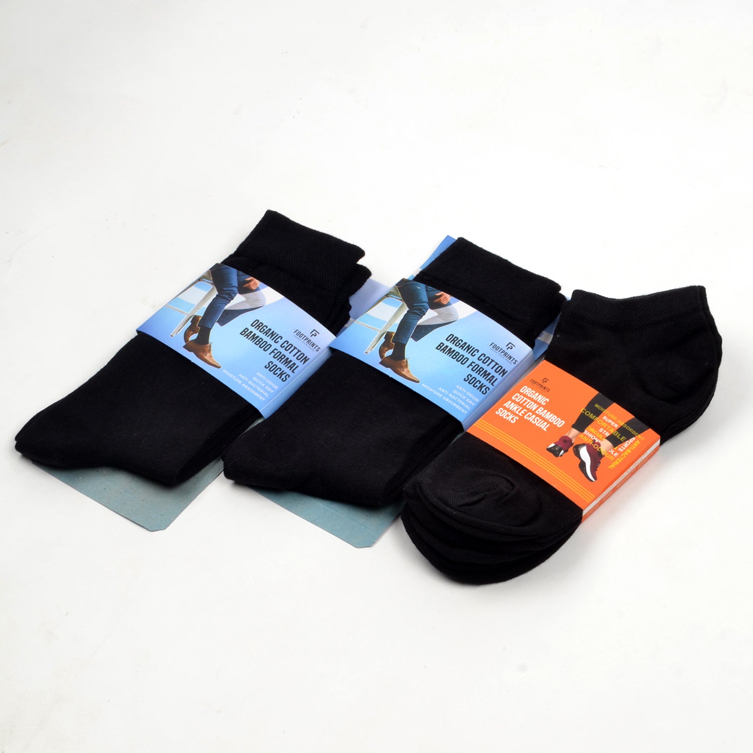FOOTPRINTS Men Pack Of 5 Anti-Odour Anti-Bacterial Ankle Length Socks