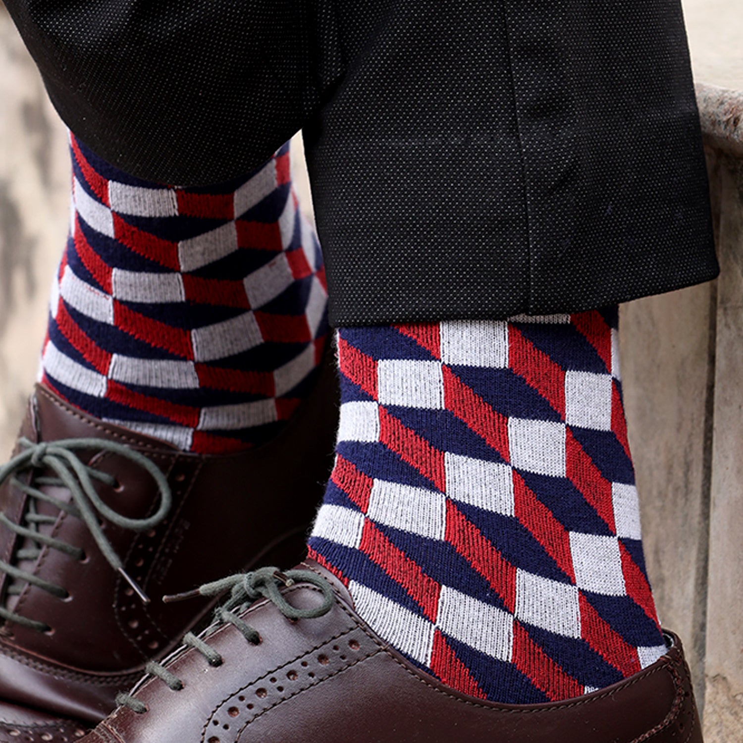 Bamboo Formal Designer Socks For Men | Calf Length | Office Formal Socks | Extra Stretchy Socks | Smell Free & Breathable | Cushioned Base & Anti Bacterial | Red | Pack of 1