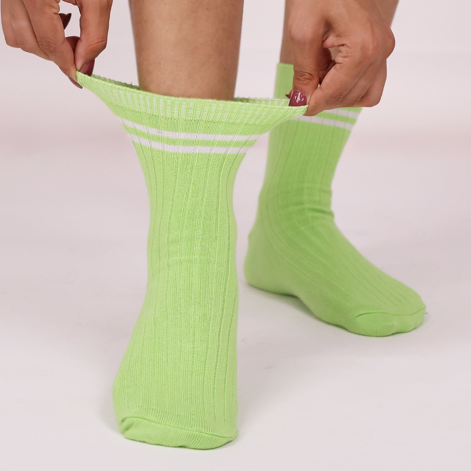 Bamboo Sports Socks for Women | Calf Length | Anti Odour & Breathable| Anti-Bacterial | Softer than Cotton Socks | Yellow & Green | Pack Of 2