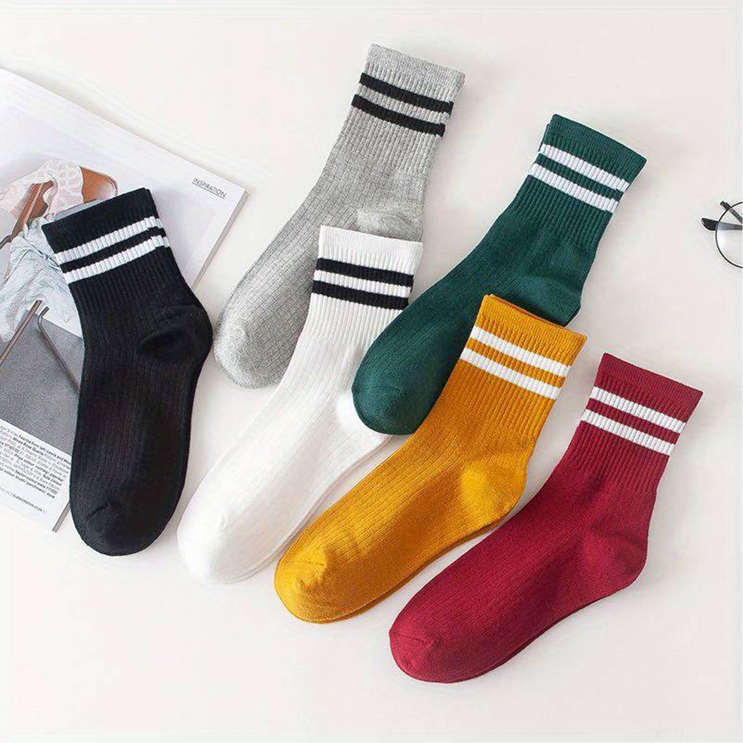 Bamboo Anti-Odour Ribbed Socks for Kids | Anti-Bacterial | Smell Free & Breathable | Hypoallergenic | Moisture-Wicking | Grey, White, Navy Blue, Yellow & Black | Pack of 5