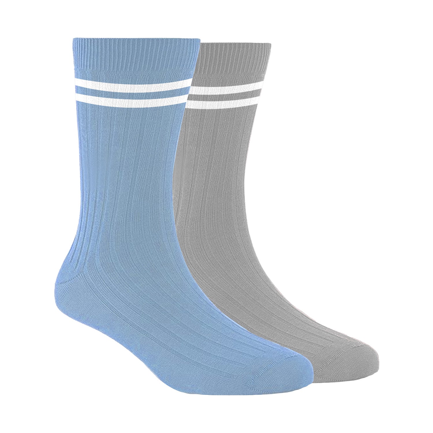 Bamboo Sports Socks for Women |Calf Length | Anti Odour & Breathable| Anti-Bacterial | Softer than Cotton Socks | Sky Blue & Grey | Pack Of 2