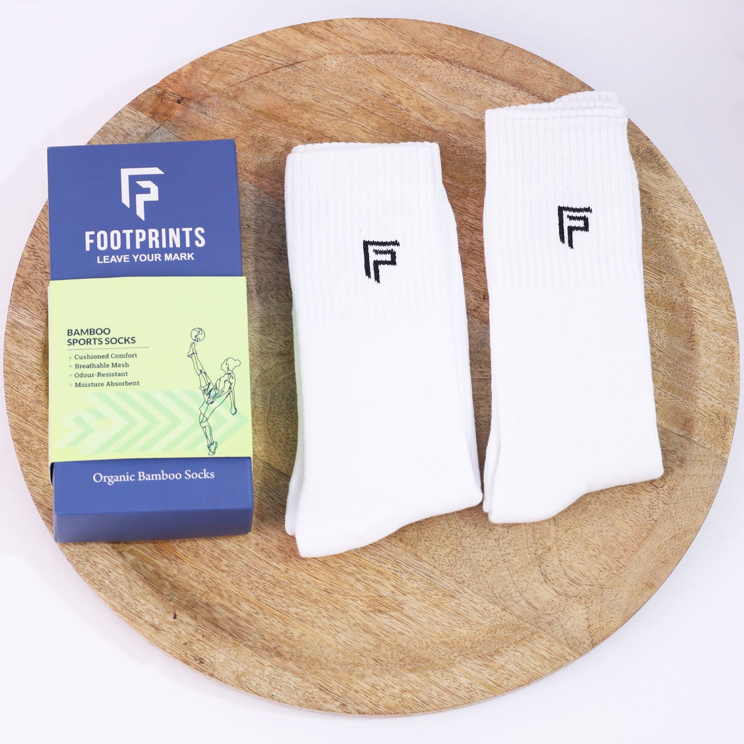 Bamboo Men Sports Socks | Smell Free & Breathable | Cushioned Base & Anti Bacterial | White | Pack of 2