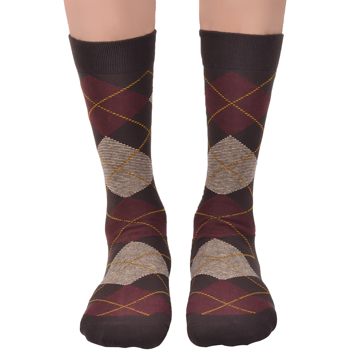 Bamboo Men Formal and Designer Socks | Office Formal Socks | Extra Stretchy Socks | Smell Free & Breathable | Cushioned Base & Anti Bacterial | Brown | Pack of 2