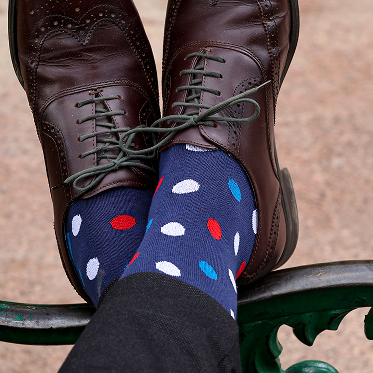 Bamboo Formal Designer Socks For Men | Calf Length | Office Formal Socks | Extra Stretchy Socks | Smell Free & Breathable | Cushioned Base & Anti Bacterial | Blue Dot | Pack of 1