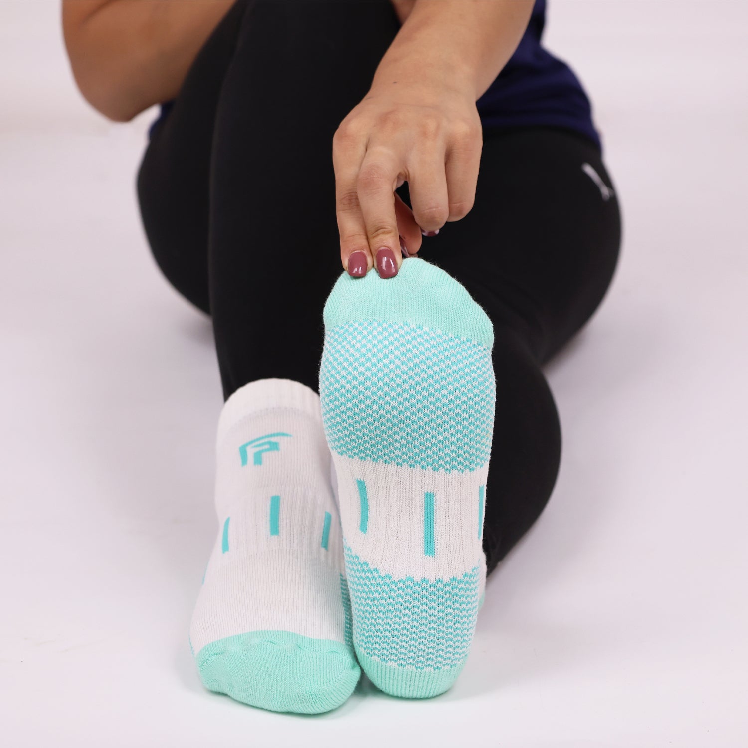 Bamboo Sports Socks for Women | Ankle Terry | Anti Odour & Breathable | Cushioned Base & Anti-Bacterial | Softer than Cotton Socks | Pack Of 2 | Blue & White