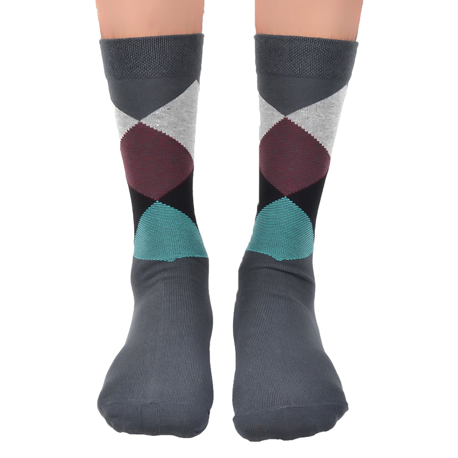 Bamboo Formal Designer Socks For Men | Men's Classic Argyle Socks | Calf Length | Office Formal Socks | Extra Stretchy Socks | Smell Free & Breathable | Cushioned Base & Anti Bacterial | Pack of 1