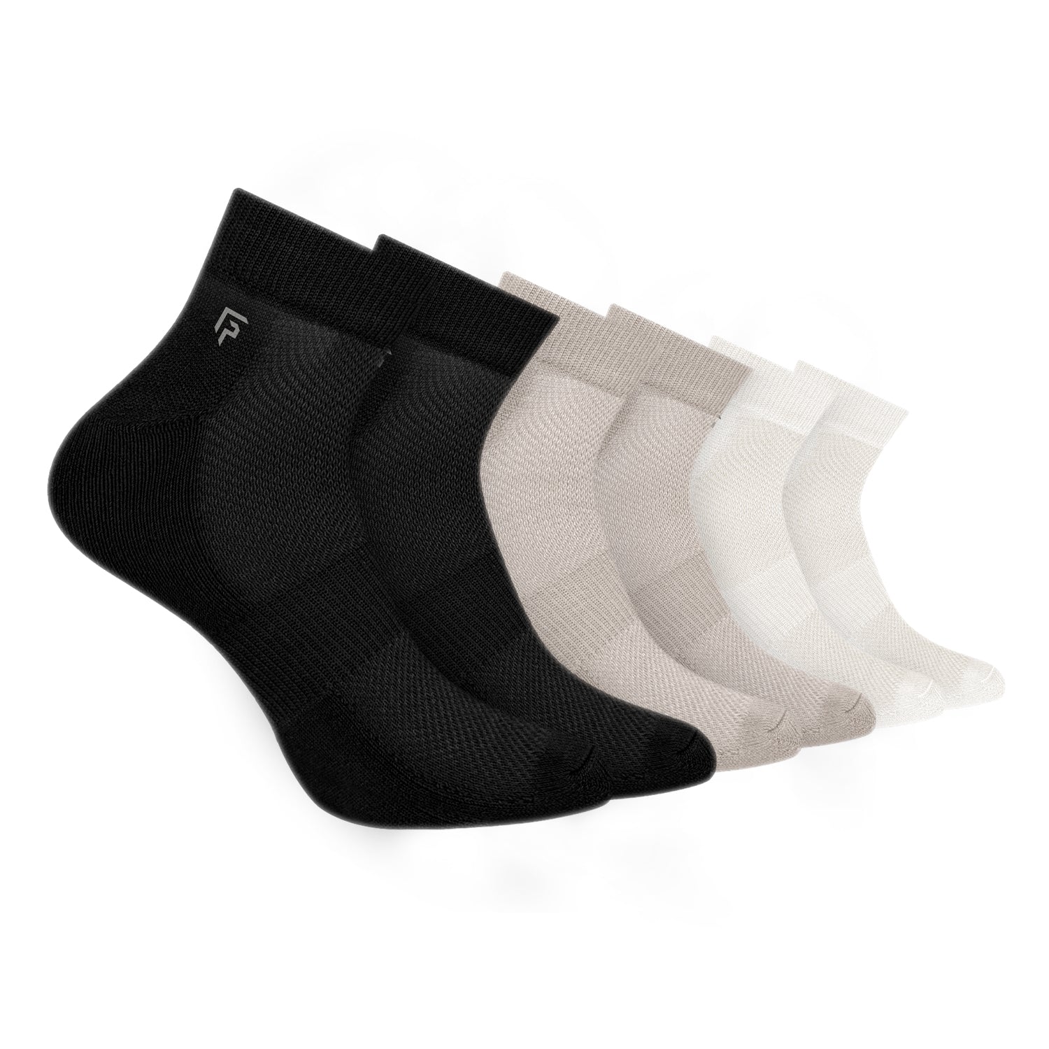 Organic Cotton Bamboo Unisex Ankle Terry Socks | Extra Soft, Anti Odour and Breathable | 2 Black, 2 Grey, 2 White | Pack of 6