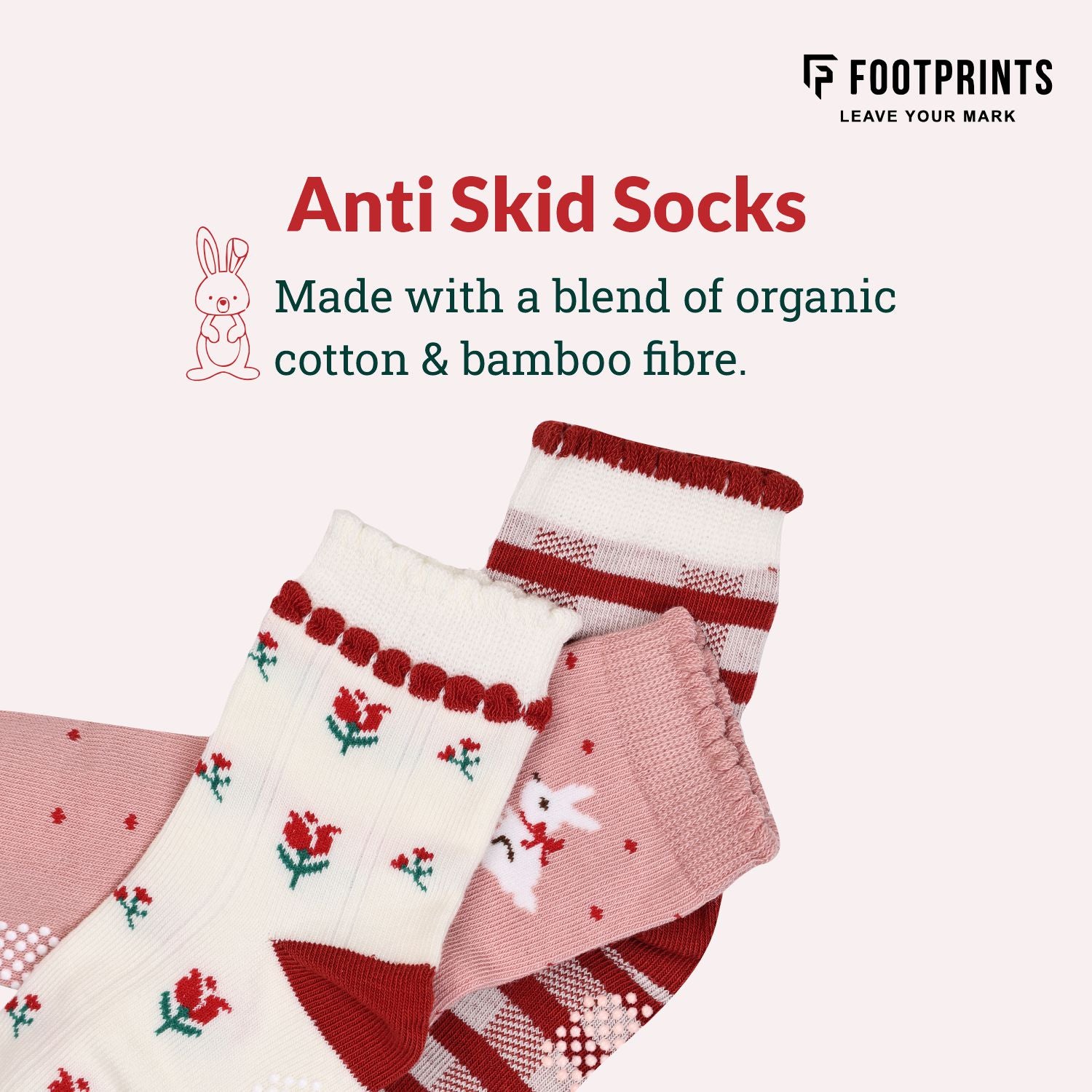 Organic Cotton Anti-Skid Socks for Boys | Non-Slip Grip Socks | Mixed Prints & Designs | Pack of 6