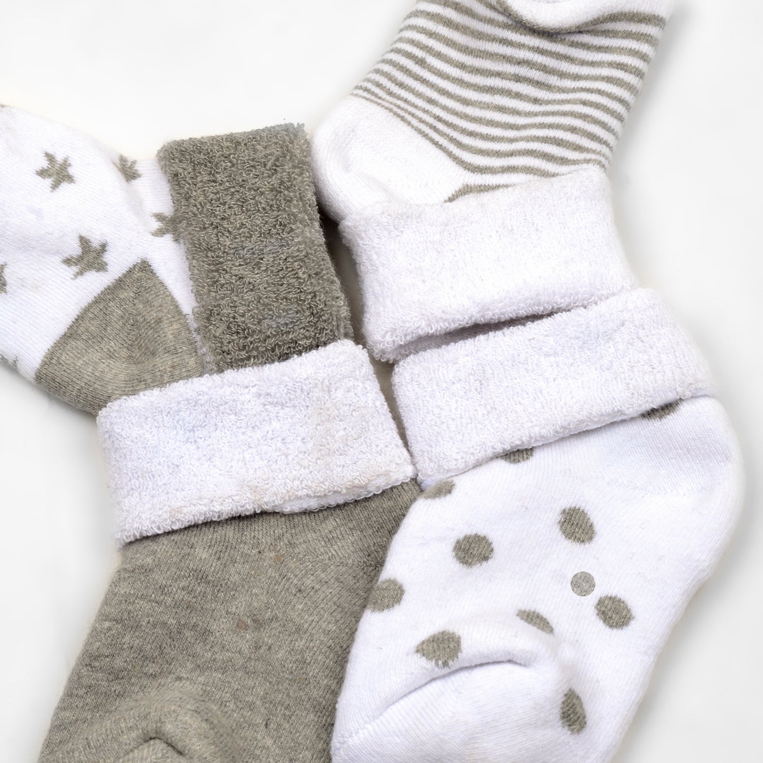 Super Soft Organic Cotton Unisex Kids Terry Socks| Grey | 12-24 Months| Pack Of 4