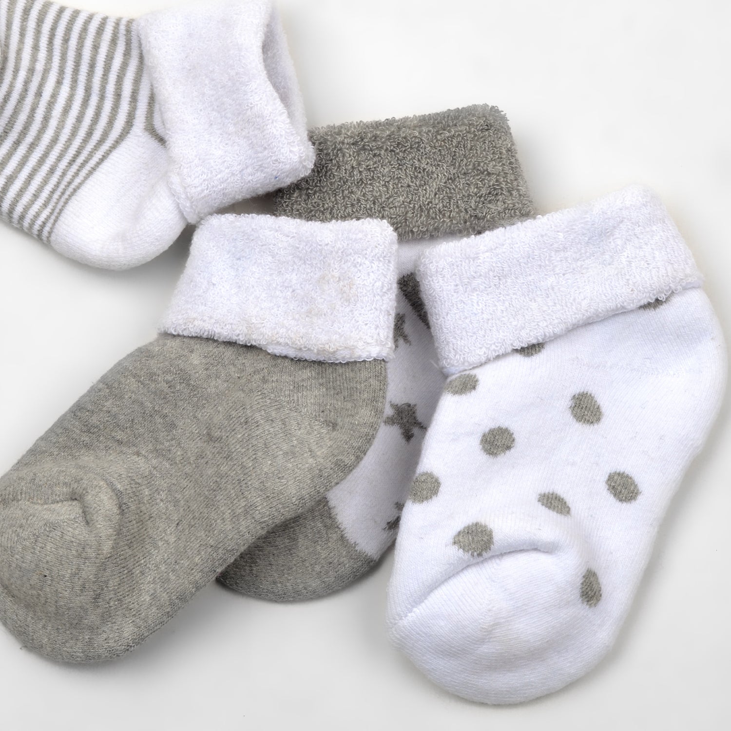 Super Soft Organic Cotton Unisex Kids Terry Socks| Grey | 12-24 Months| Pack Of 4