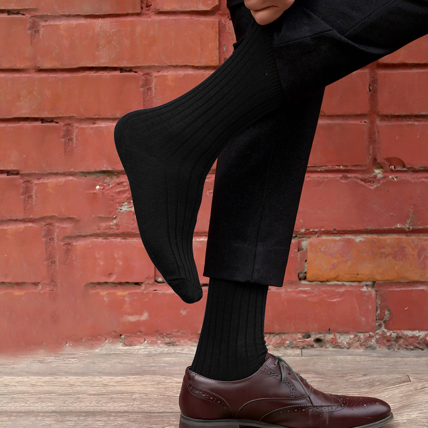 Bamboo Formal Ribbed Socks For Men | Calf Length | Smell Free & Breathable | Cushioned Base & Anti Bacterial | Softer Than Cotton Socks | 3 Black & 3 Grey | Pack of 6