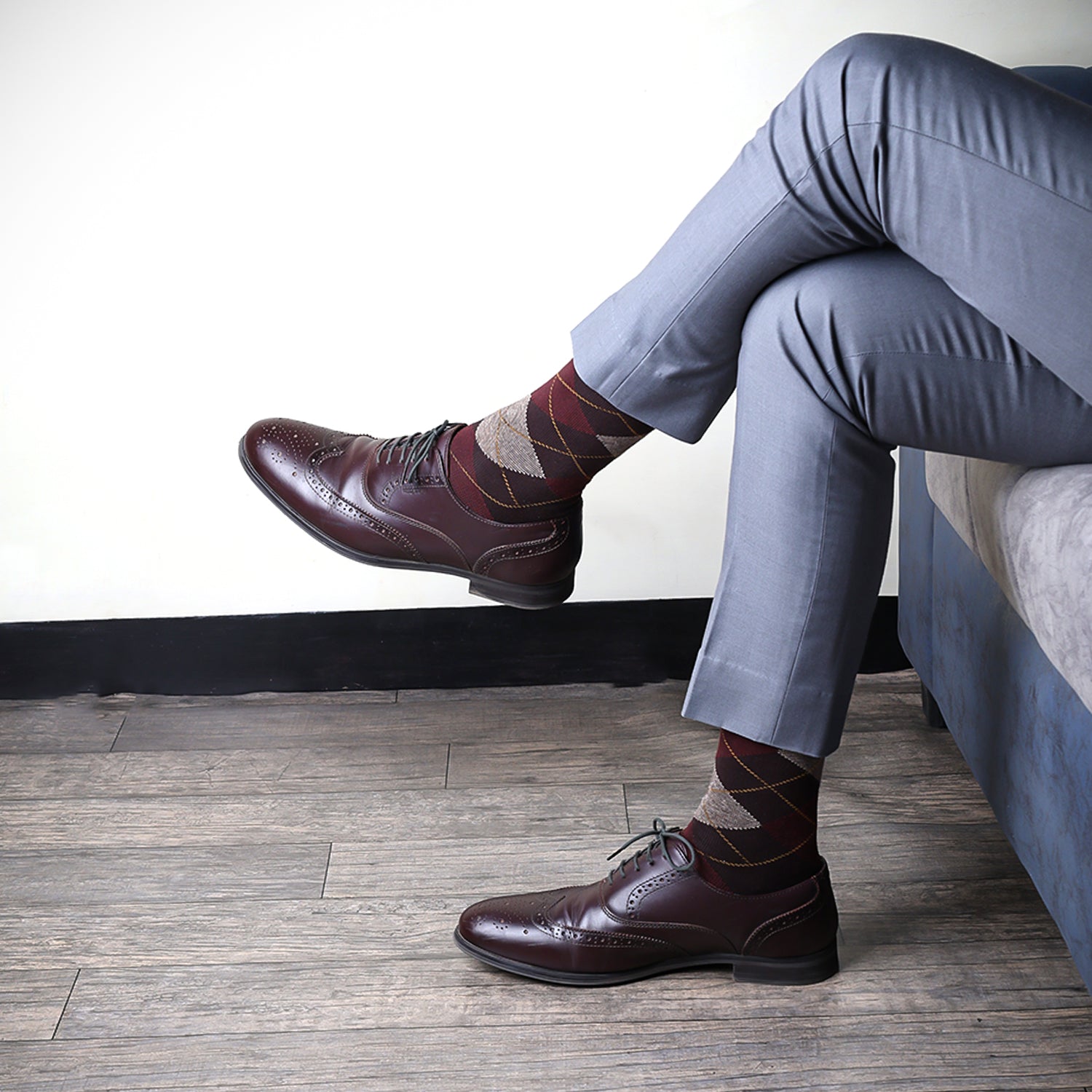 Bamboo Men Formal and Designer Socks | Office Formal Socks | Extra Stretchy Socks | Smell Free & Breathable | Cushioned Base & Anti Bacterial | Brown | Pack of 2