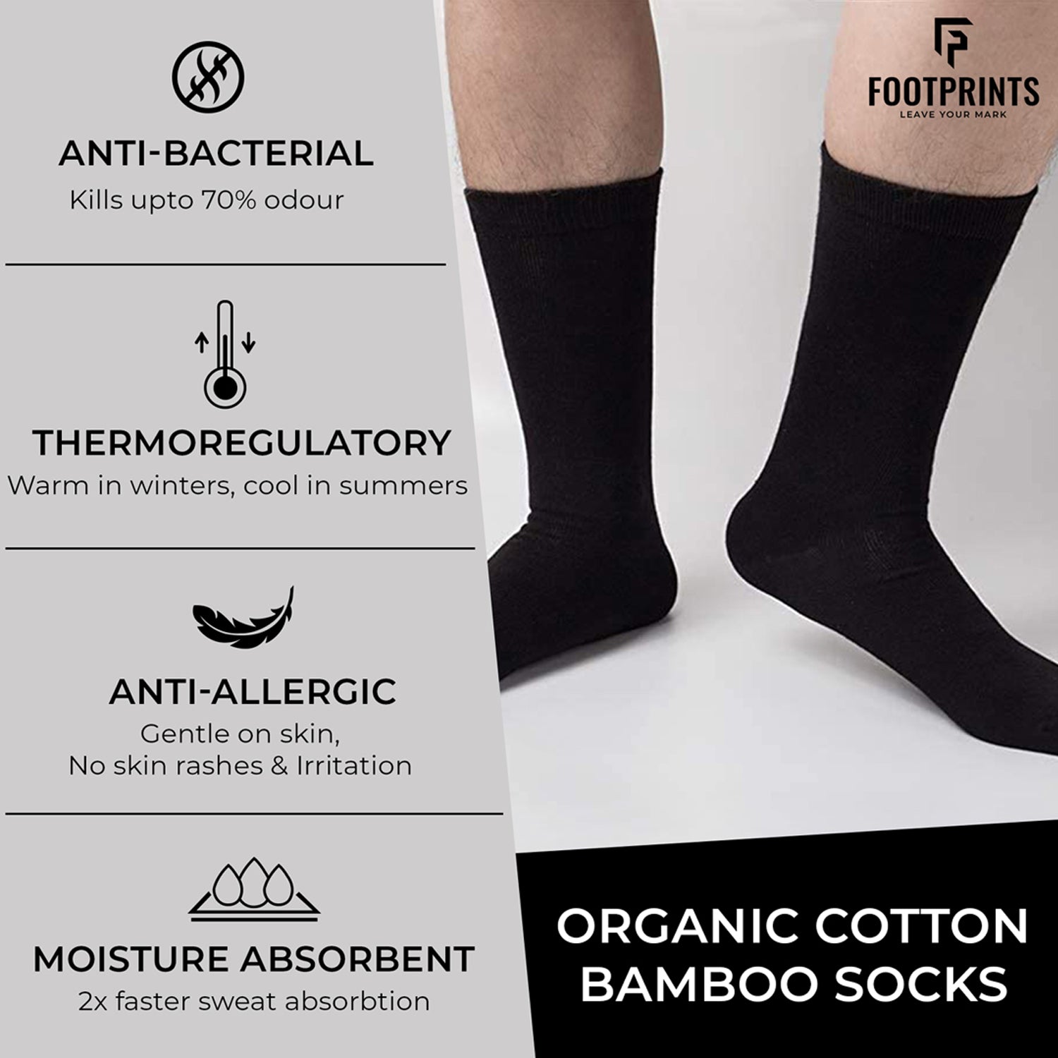 Organic Cotton Formal & Ankle Casual Socks - Pack of 3 (White & Grey )- Extra soft and Breathable