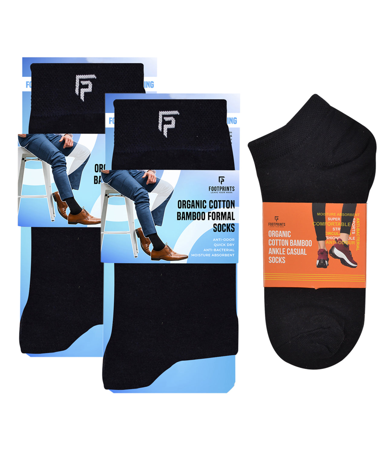 Organic Cotton Formal Socks - Unisex - Ankle Length - Pack of 3 (black )- Extra soft and Breathable