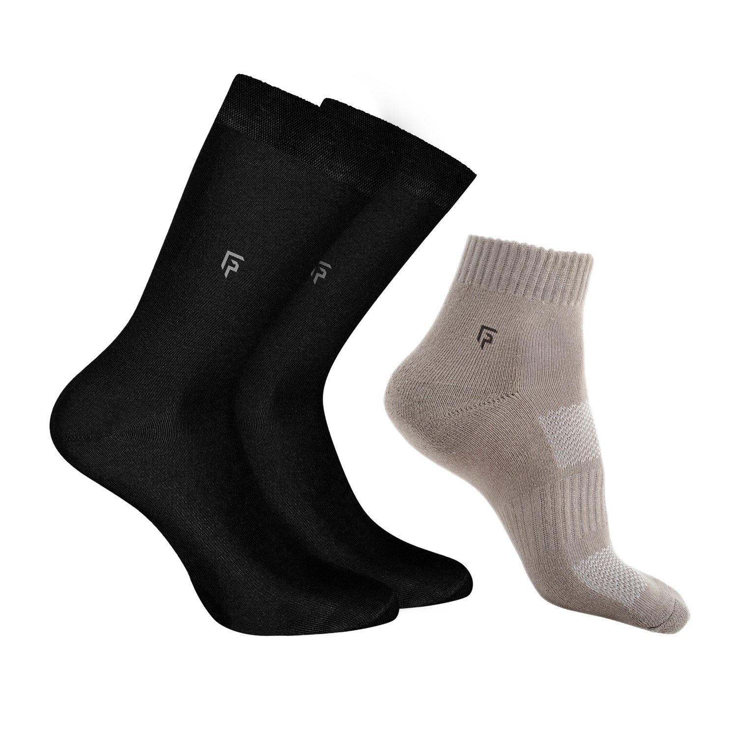 Organic Cotton Formal & Ankle Terry Socks - Pack of 3 (Black & Grey )- Extra soft and Breathable