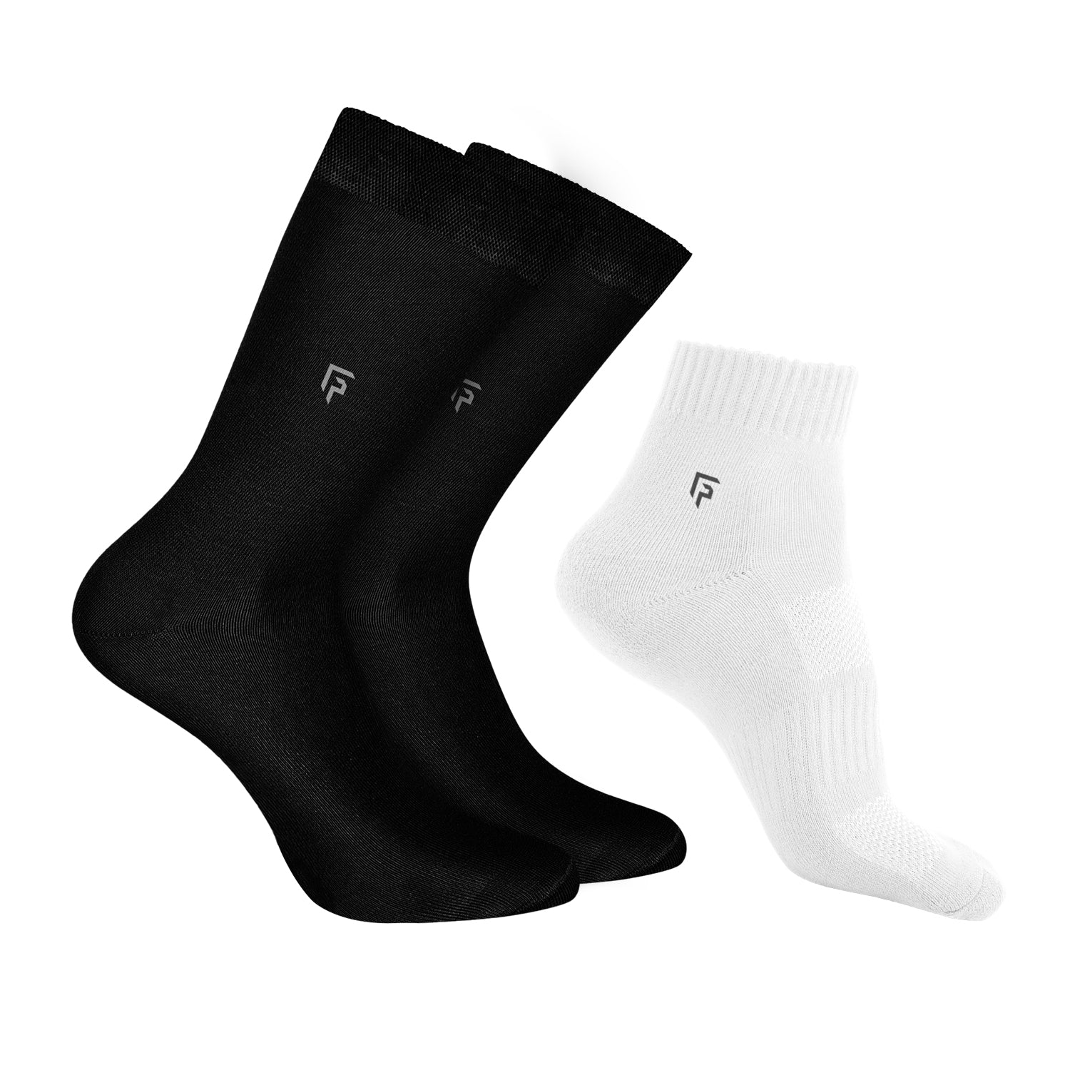 Organic Cotton Formal & Ankle Terry Socks - Pack of 3 (Black & White )- Extra soft and Breathable