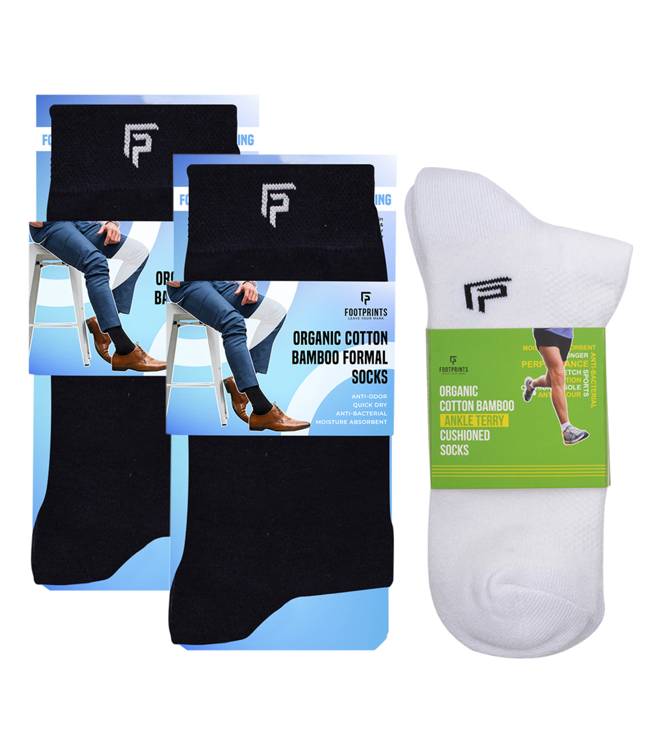 Organic Cotton Formal & Ankle Terry Socks - Pack of 3 (Black & White )- Extra soft and Breathable