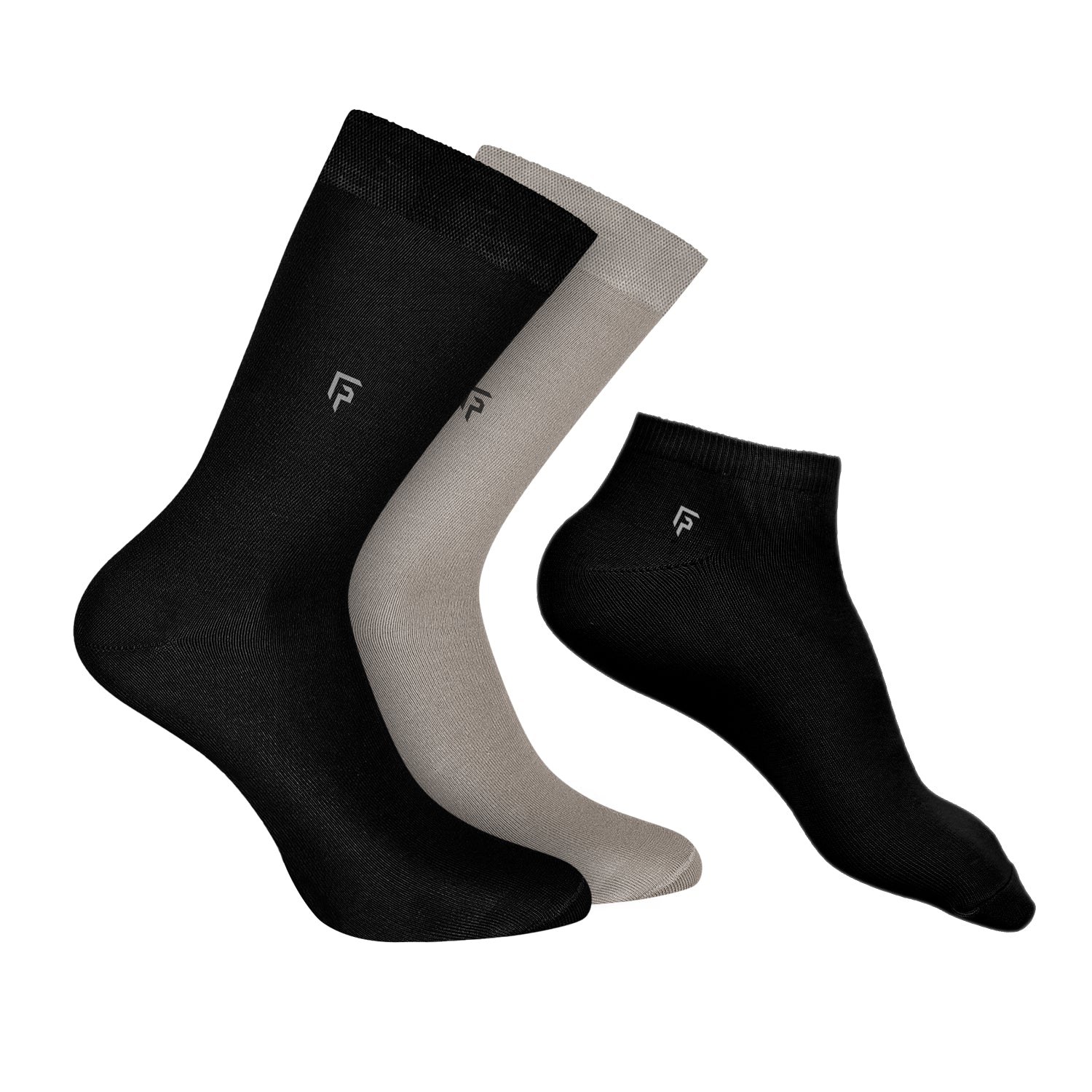 Organic Cotton Formal & Ankle Casual Socks - Pack of 3 (Black & Grey )- Extra soft and Breathable