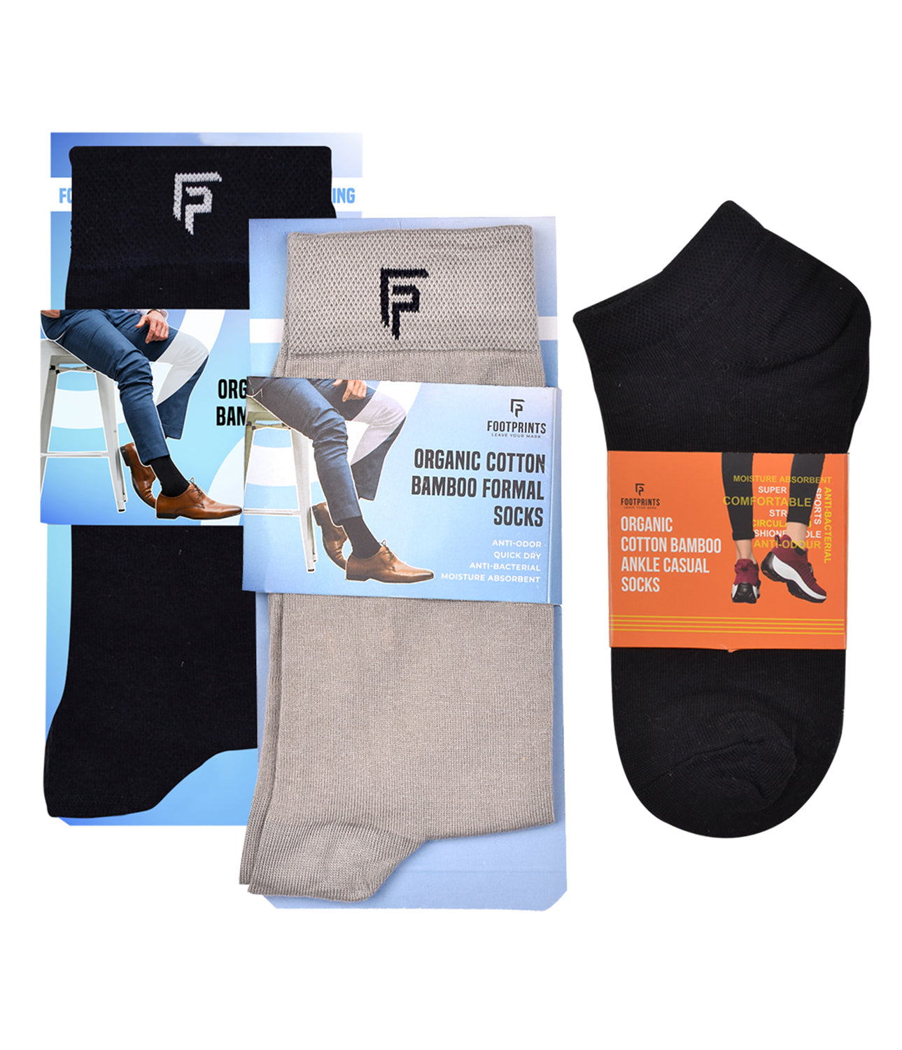 Organic Cotton Formal & Ankle Casual Socks - Pack of 3 (Black & Grey )- Extra soft and Breathable