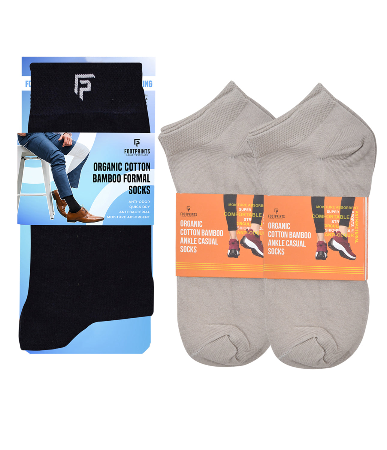 Organic Cotton Formal & Ankle Casual Socks - Pack of 3 (Black & Grey )- Extra soft and Breathable