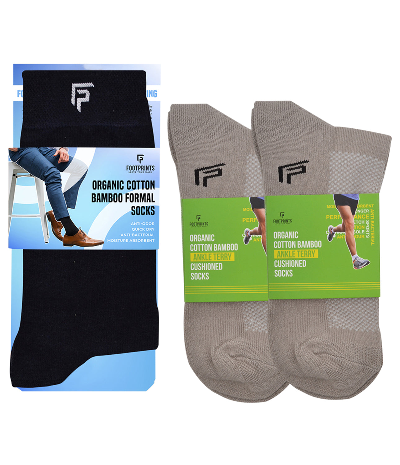 Organic Cotton Formal & Ankle Terry Socks - Pack of 3 (Black & Grey )- Extra soft and Breathable