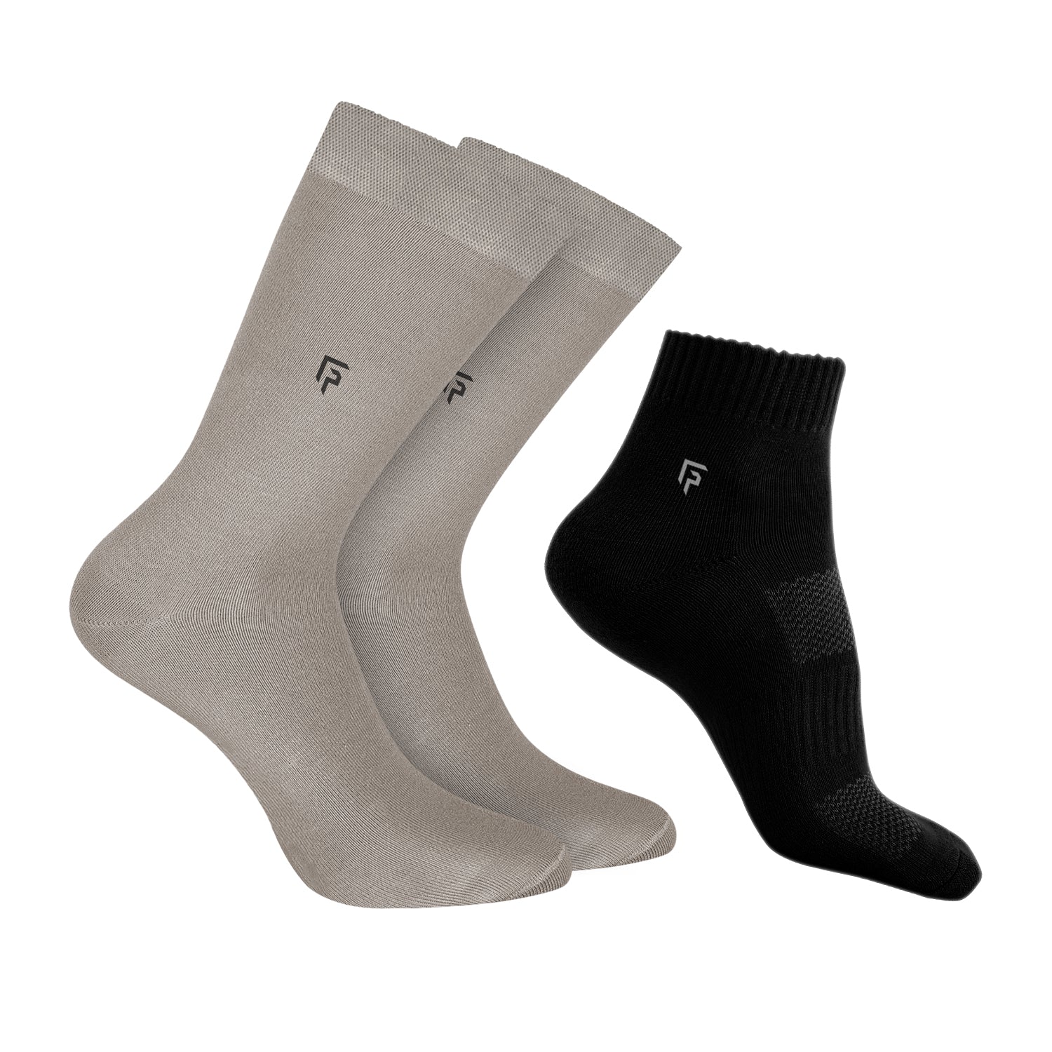 Organic Cotton Formal & Ankle Terry Socks - Pack of 3 (Grey & Black )- Extra soft and Breathable