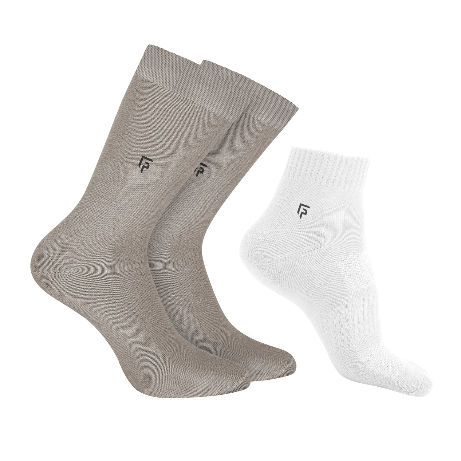 Organic Cotton Formal & Ankle Terry Socks - Pack of 3 (Grey & White )- Extra soft and Breathable