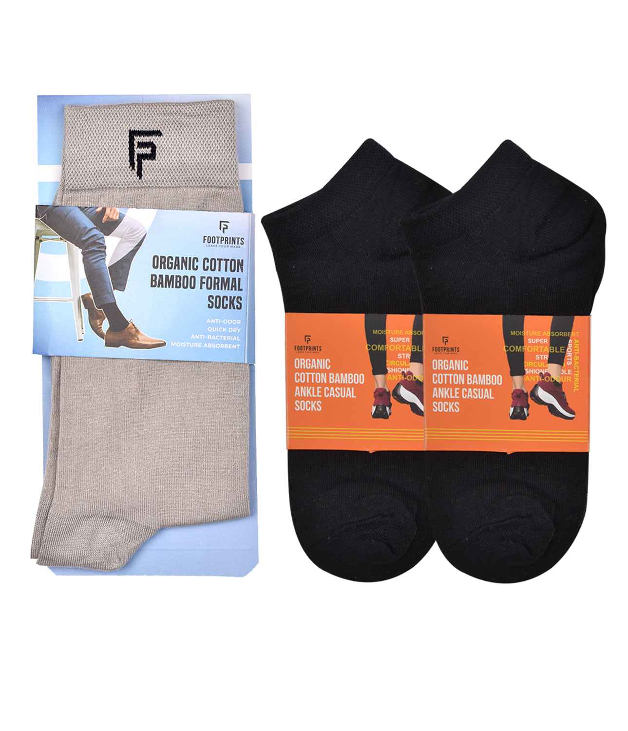 Organic Cotton Formal & Ankle Casual Socks - Pack of 3 (Grey & Black )- Extra soft and Breathable
