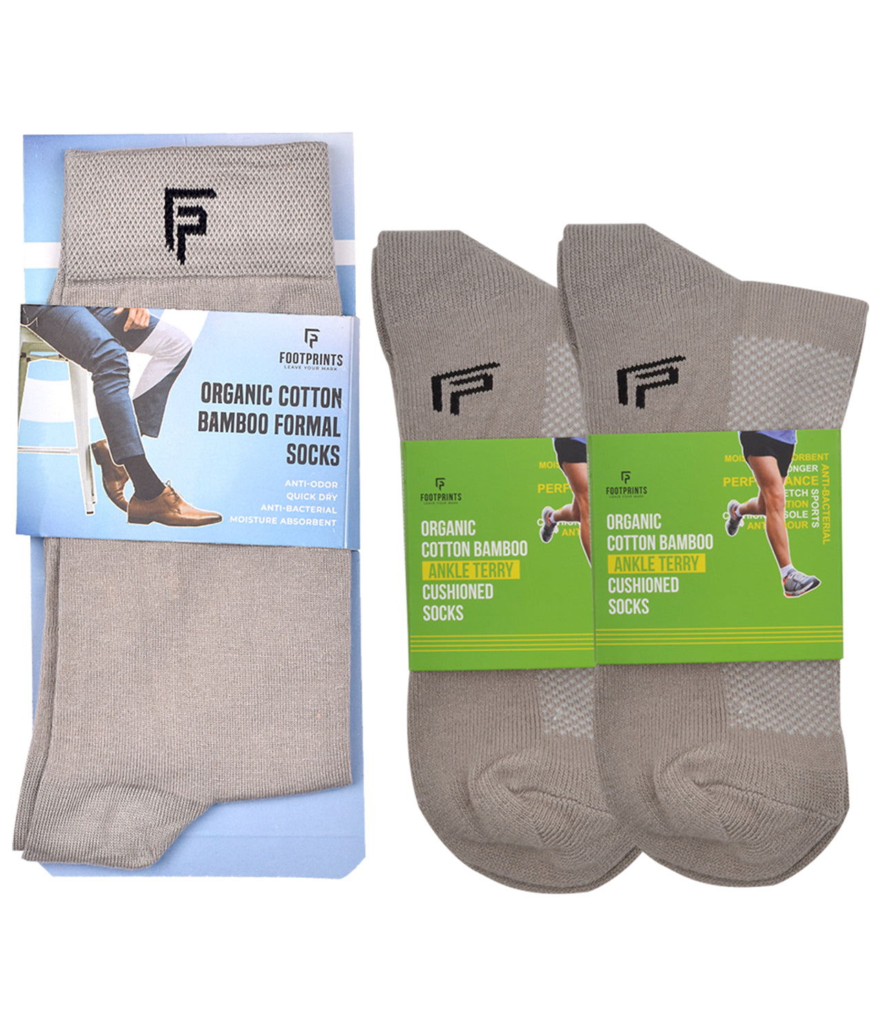 Organic Cotton Formal & Ankle Terry Socks - Pack 3 (Grey )- Extra soft and Breathable