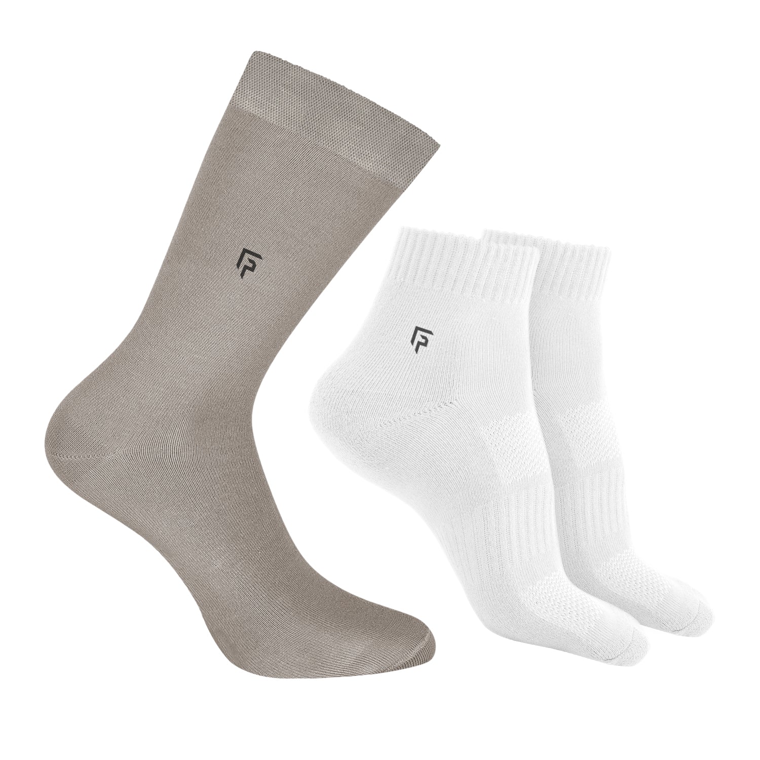 Organic Cotton Formal & Ankle Terry Socks - Pack 3 (Grey & White )- Extra soft and Breathable