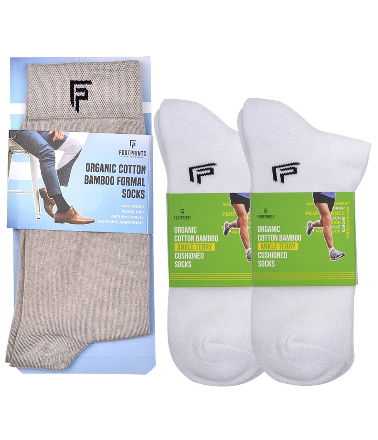 Organic Cotton Formal & Ankle Terry Socks - Pack 3 (Grey & White )- Extra soft and Breathable