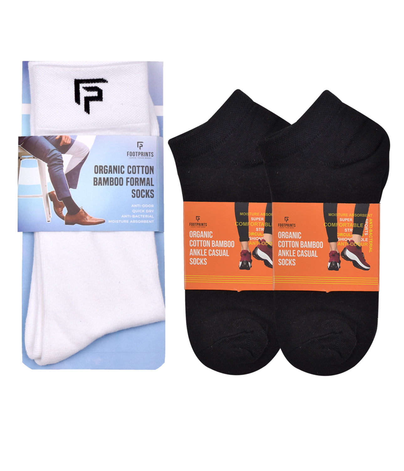 Organic Cotton Formal & Ankle Casual Socks - Pack of 3 (White & Black )- Extra soft and Breathable