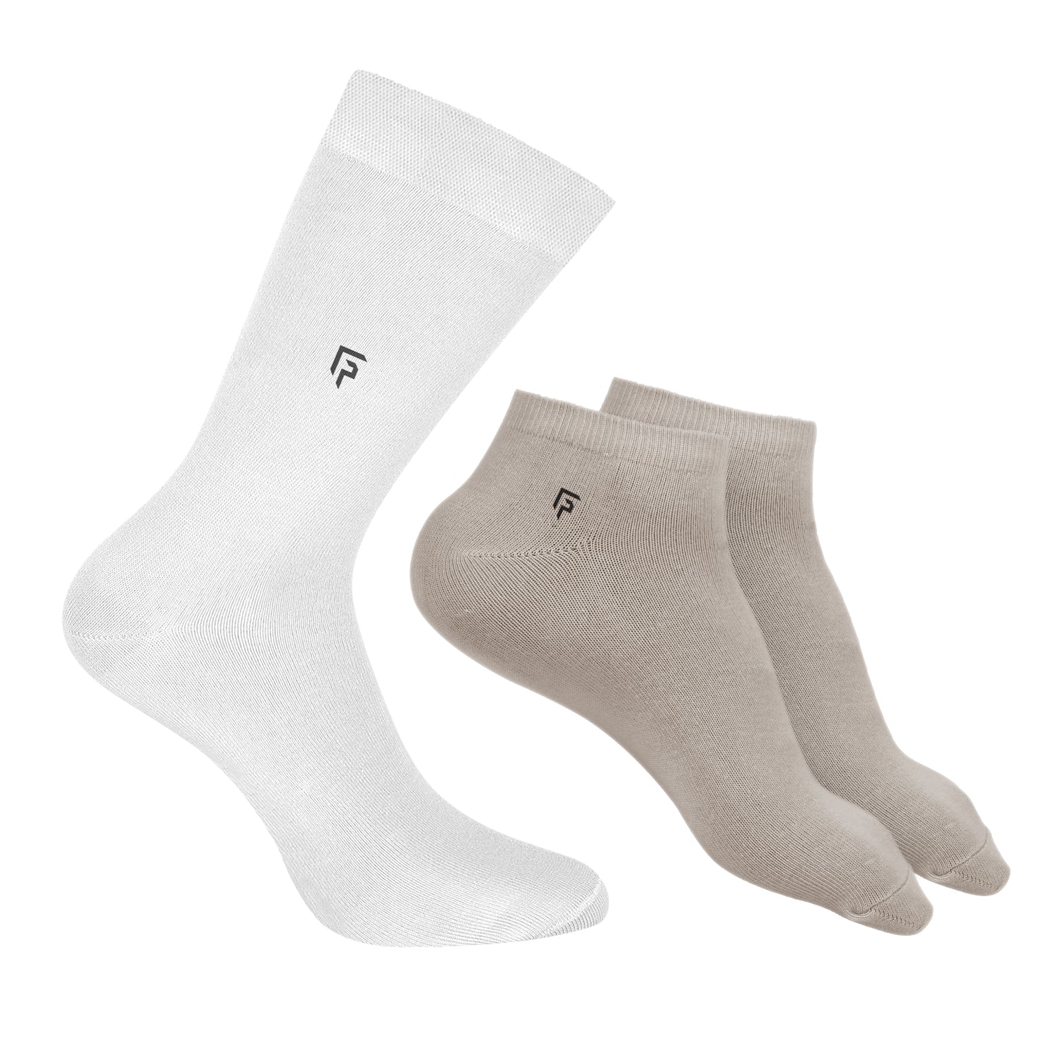 Organic Cotton Formal & Ankle Casual Socks - Pack of 3 (White & Grey )- Extra soft and Breathable