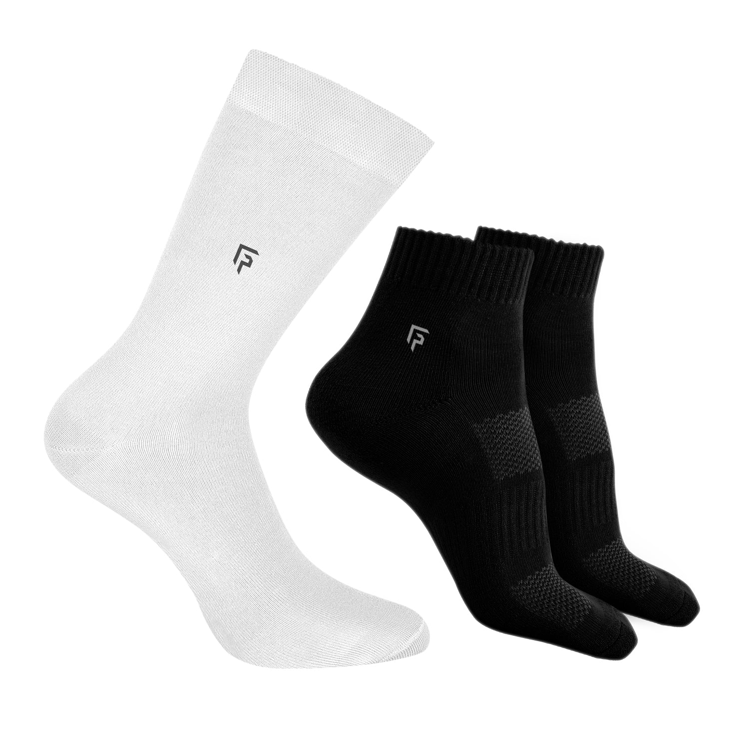 Organic Cotton Formal & Ankle Terry Socks - Pack of 3 (Black & White )- Extra soft and Breathable