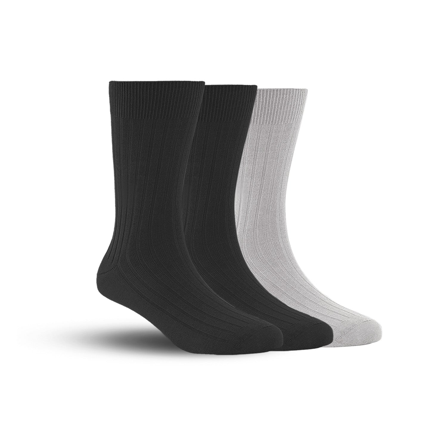 Bamboo Formal Ribbed Socks For Men | Calf Length | Smell Free & Breathable | Cushioned Base & Anti Bacterial | Softer Than Cotton Socks | Multicolor | Pack Of 3