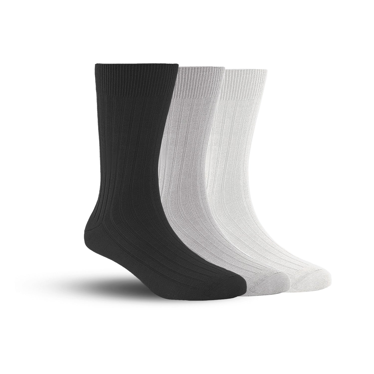 Bamboo Formal Ribbed Socks For Men | Calf Length | Smell Free & Breathable | Cushioned Base & Anti Bacterial | Softer Than Cotton Socks | Black, Grey, White | Pack Of 3
