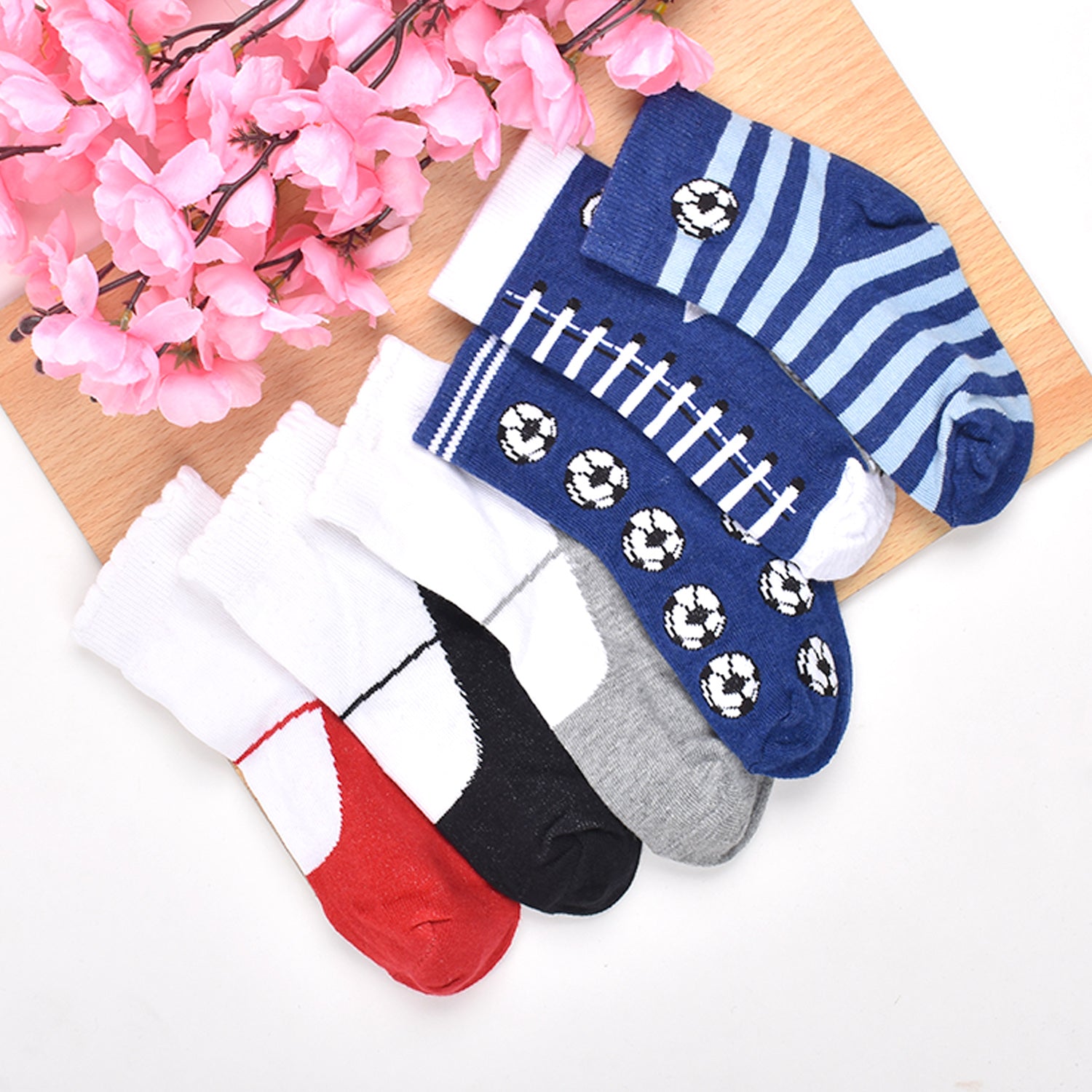 Footprints Super Soft Organic Cotton Kids Socks -Fold & Blue Baseball |12-24 Months|-Pack of 6