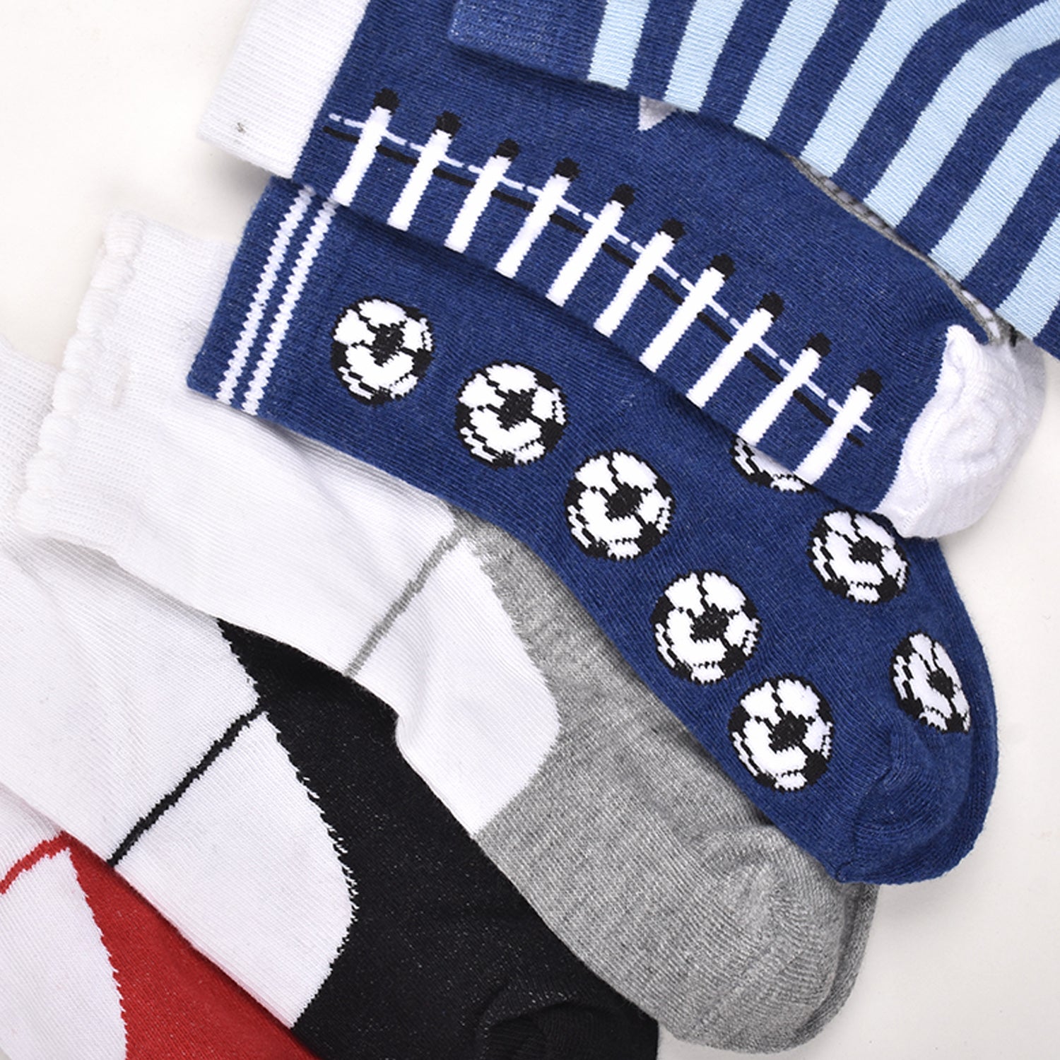 Footprints Super Soft Organic Cotton Kids Socks -Fold & Blue Baseball |12-24 Months|-Pack of 6