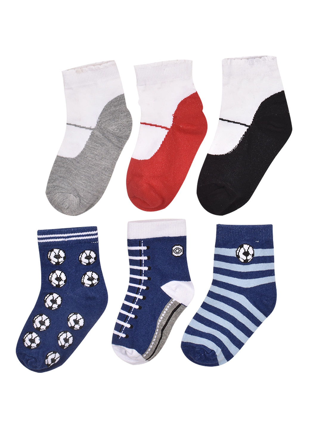 Footprints Super Soft Organic Cotton Kids Socks -Fold & Blue Baseball |12-24 Months|-Pack of 6