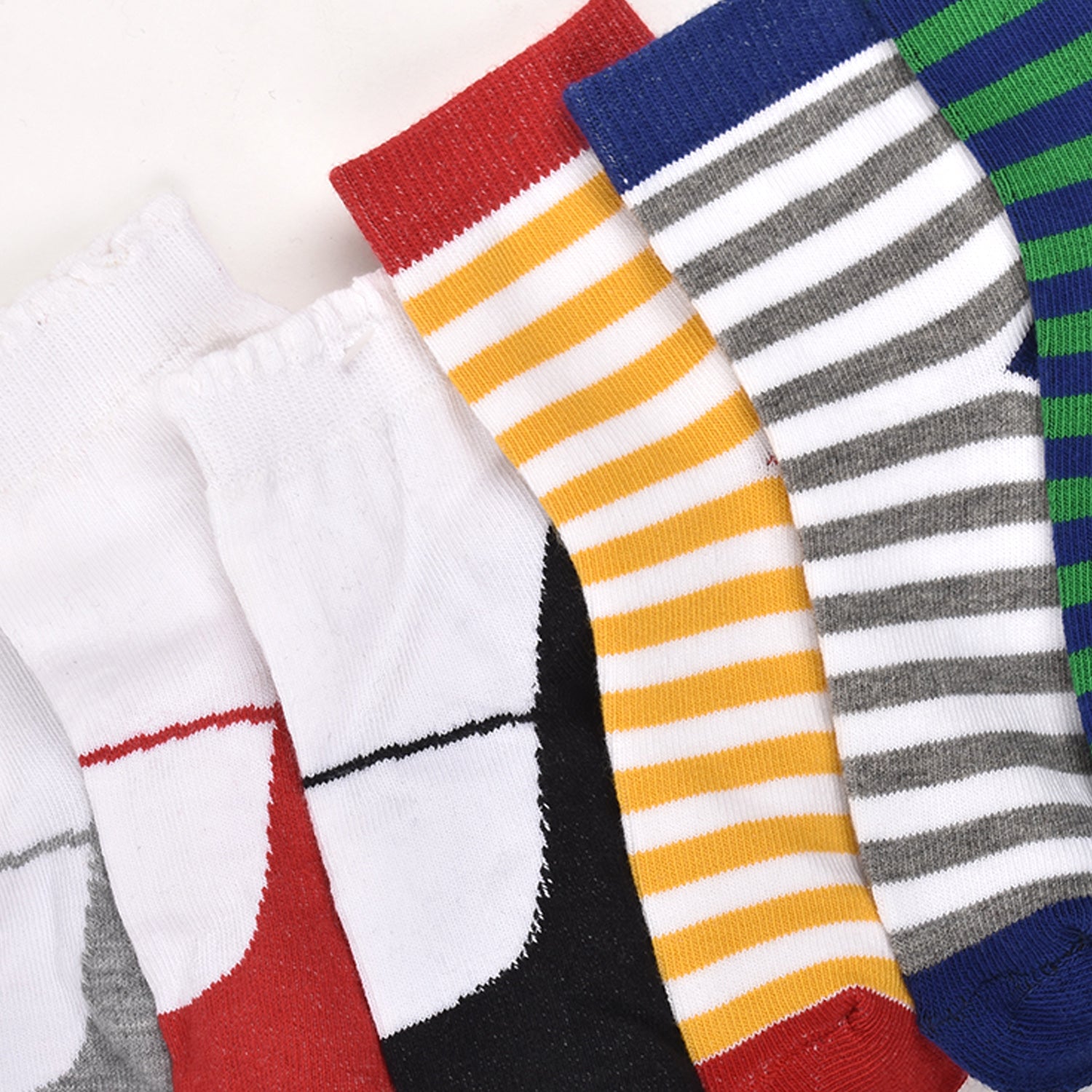 Footprints Super Soft Organic Cotton Kids Socks -Fold & Colorfull Stripes|12-24 Months|-Pack of 6