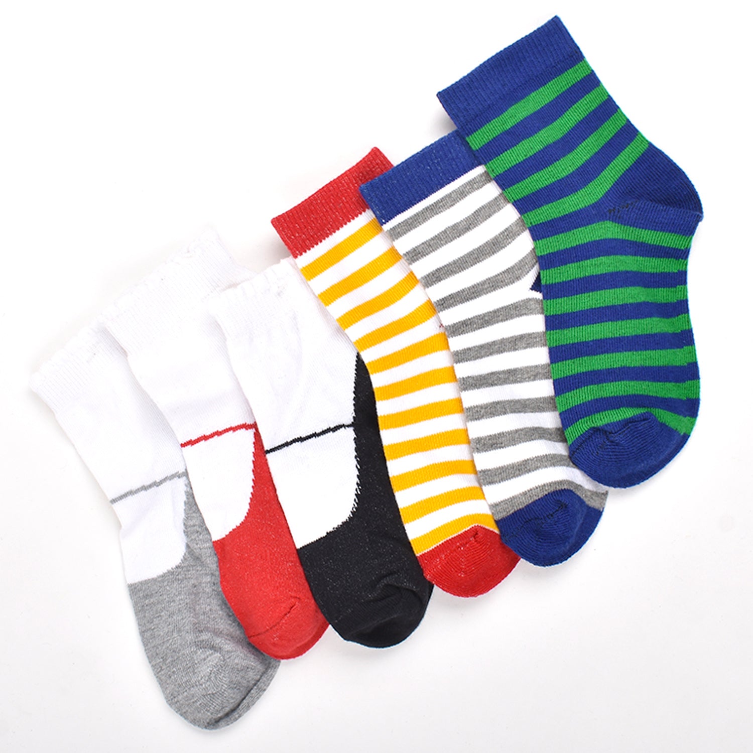 Footprints Super Soft Organic Cotton Kids Socks -Fold & Colorfull Stripes|12-24 Months|-Pack of 6