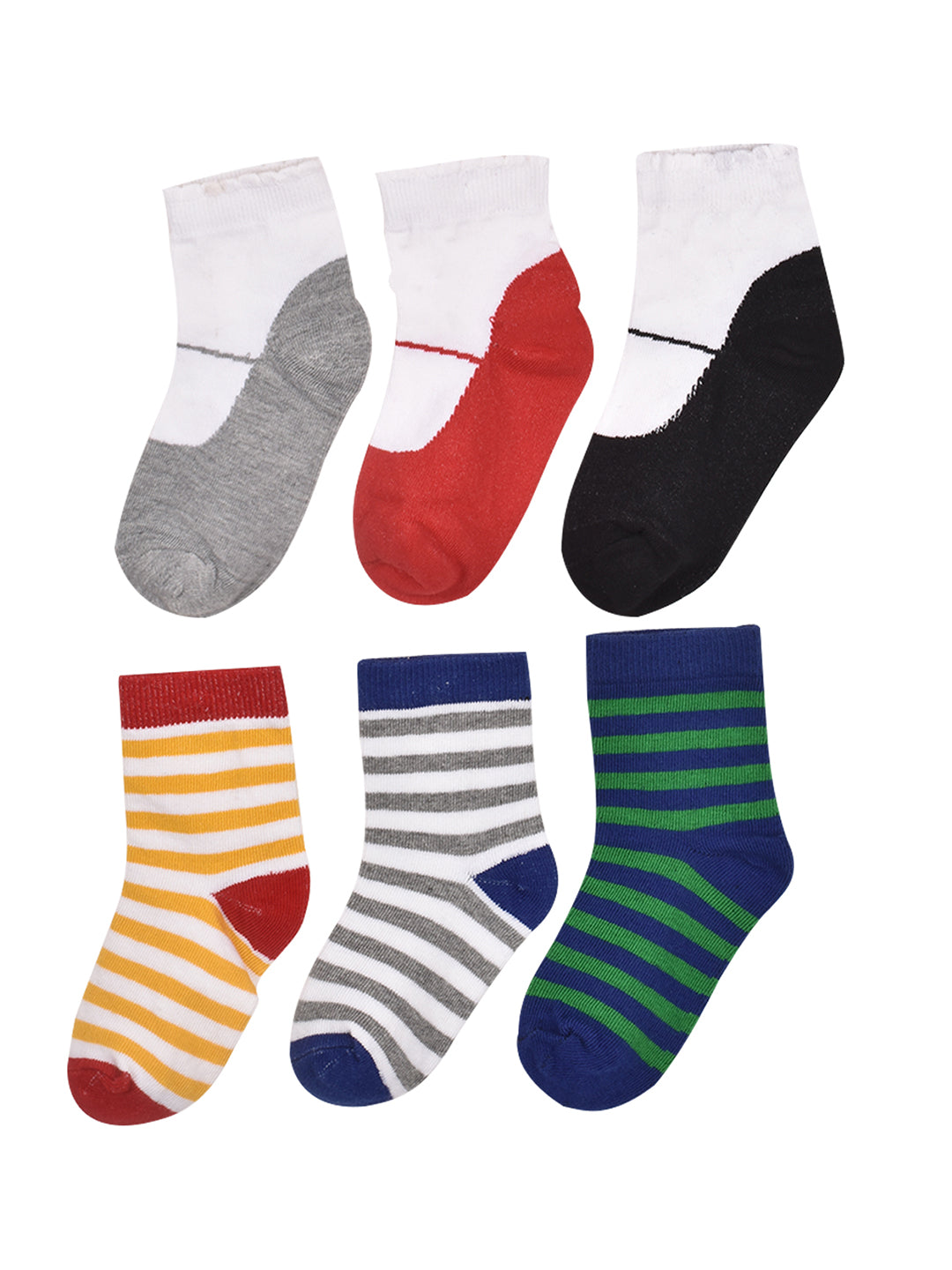 Footprints Super Soft Organic Cotton Kids Socks -Fold & Colorfull Stripes|12-24 Months|-Pack of 6