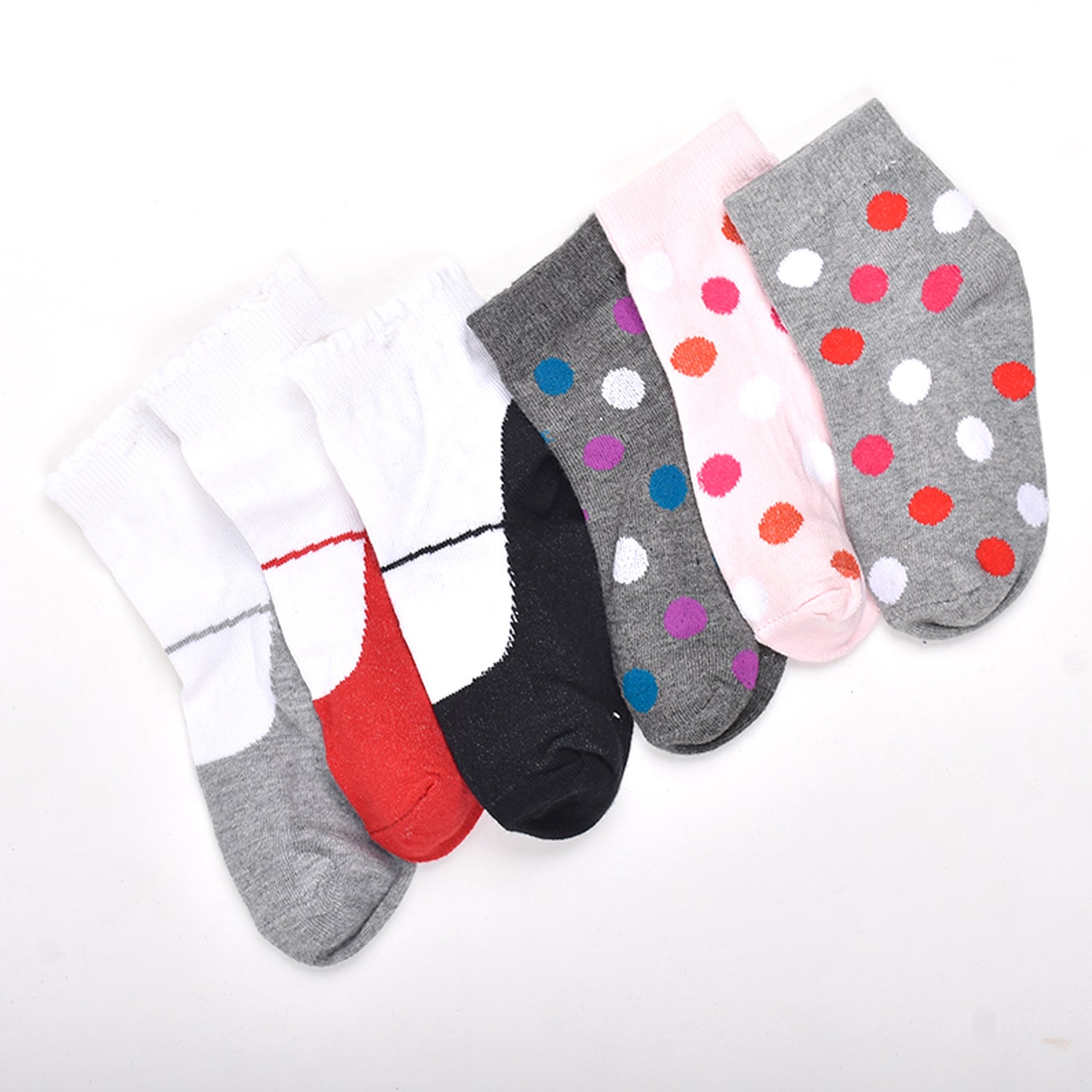 Footprints Super Soft Organic Cotton Kids Socks -Fold & Big Dot|12-24 Months|-Pack of 6