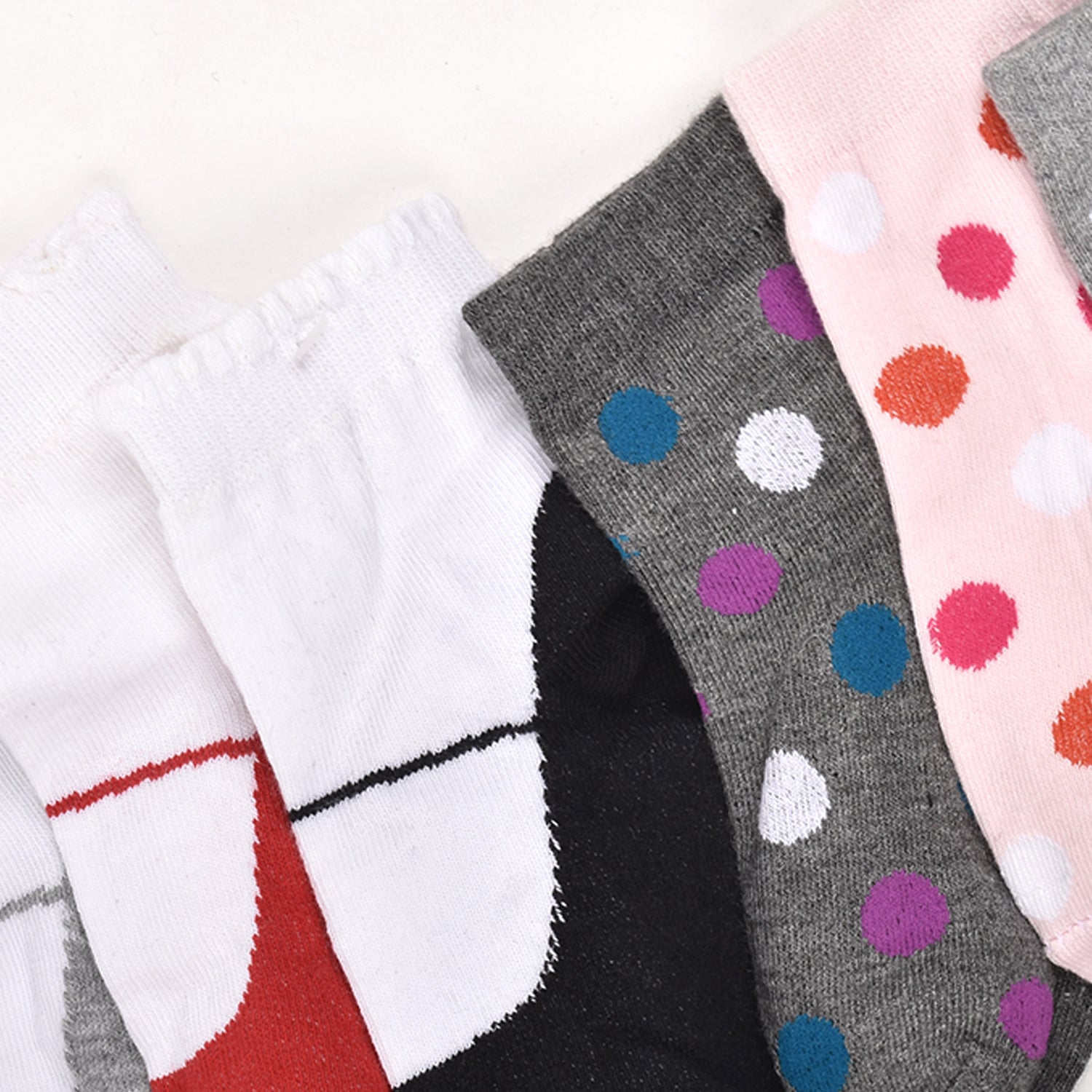 Footprints Super Soft Organic Cotton Kids Socks -Fold & Big Dot|12-24 Months|-Pack of 6