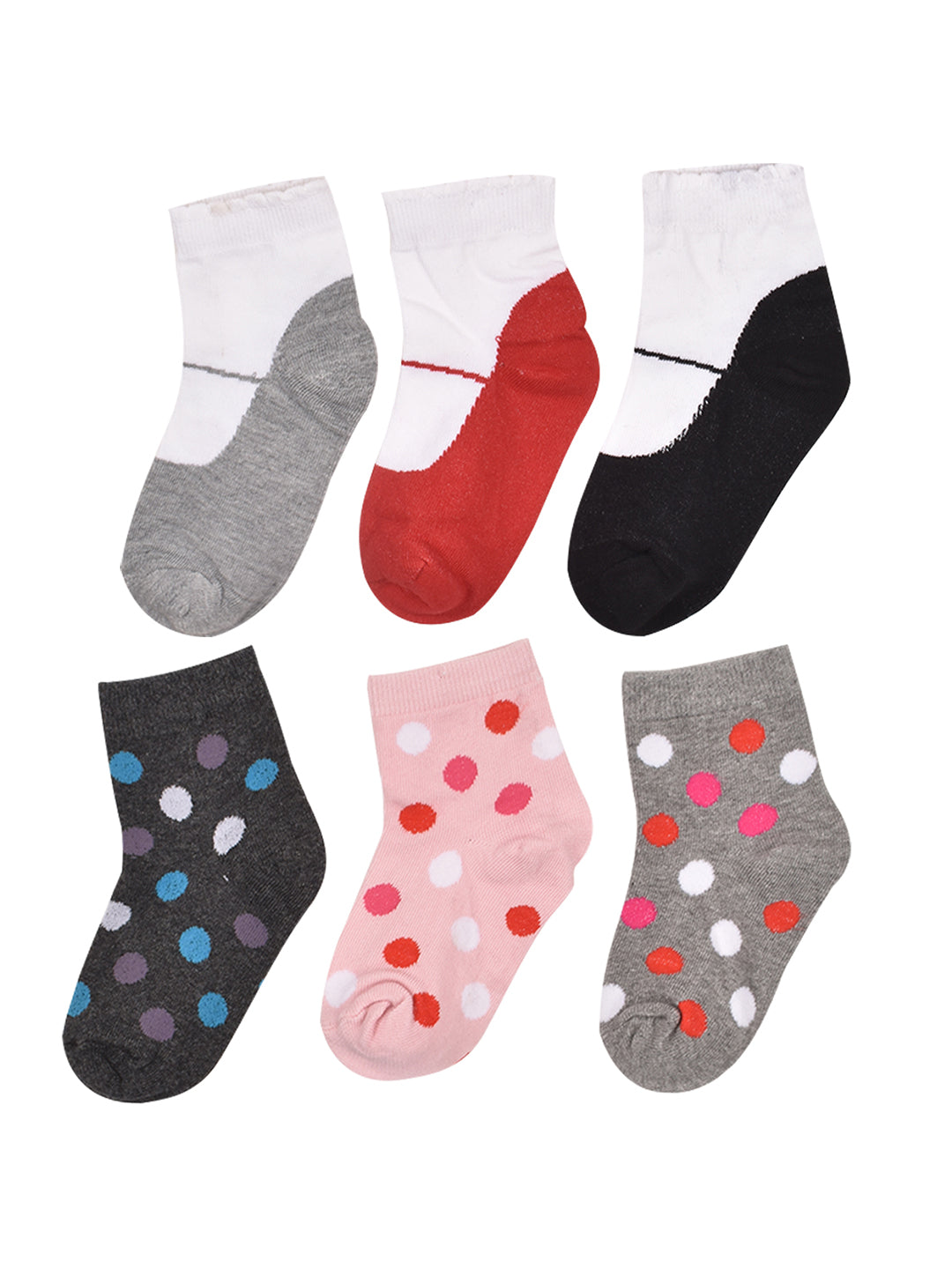Footprints Super Soft Organic Cotton Kids Socks -Fold & Big Dot|12-24 Months|-Pack of 6
