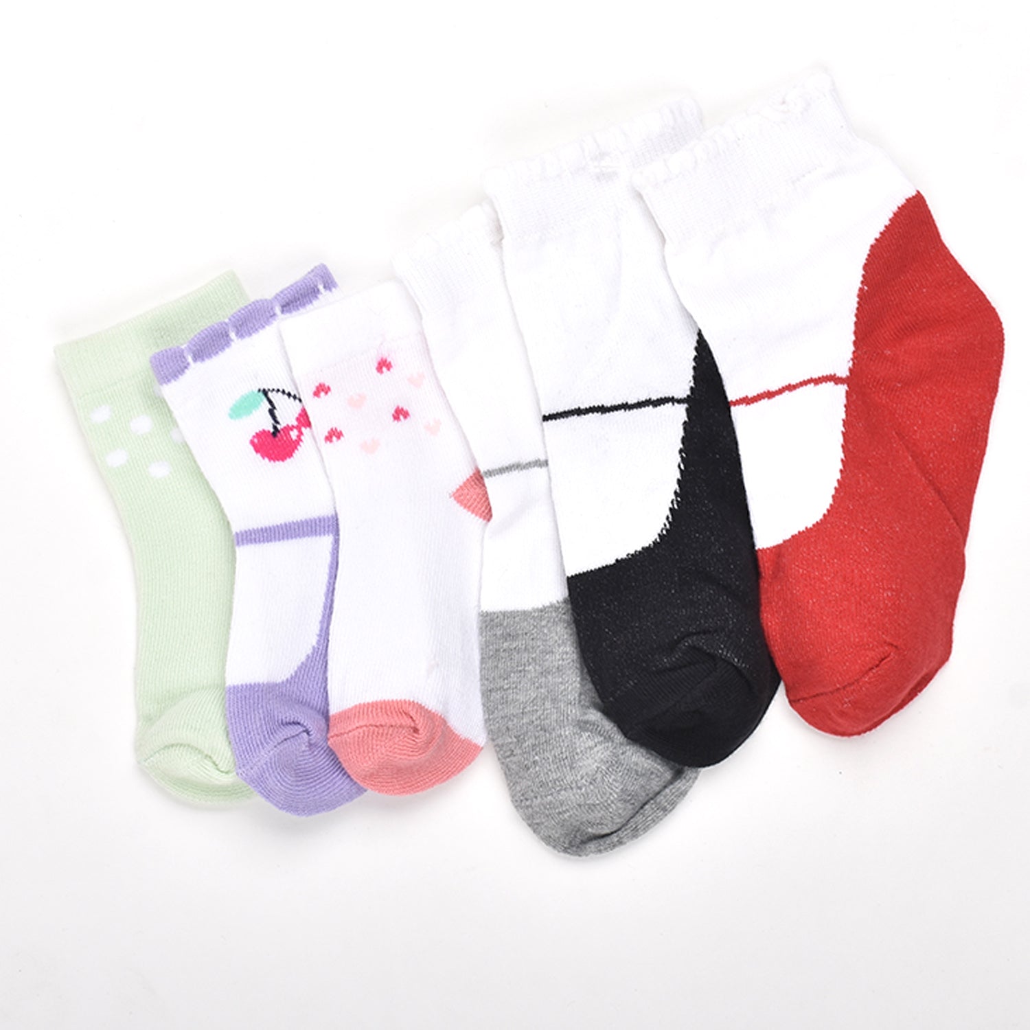 Footprints Super Soft Organic Cotton Kids Socks -Fold & Strawberry|12-24 Months|-Pack of 6