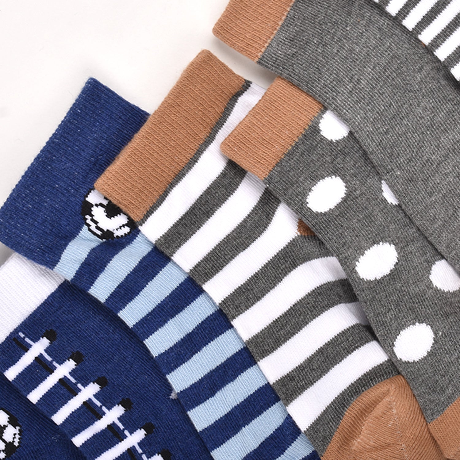 Footprints Super Soft Organic Cotton Kids Socks-Blue Baseball & P4 Grey |12-24 Months|-Pack of 7
