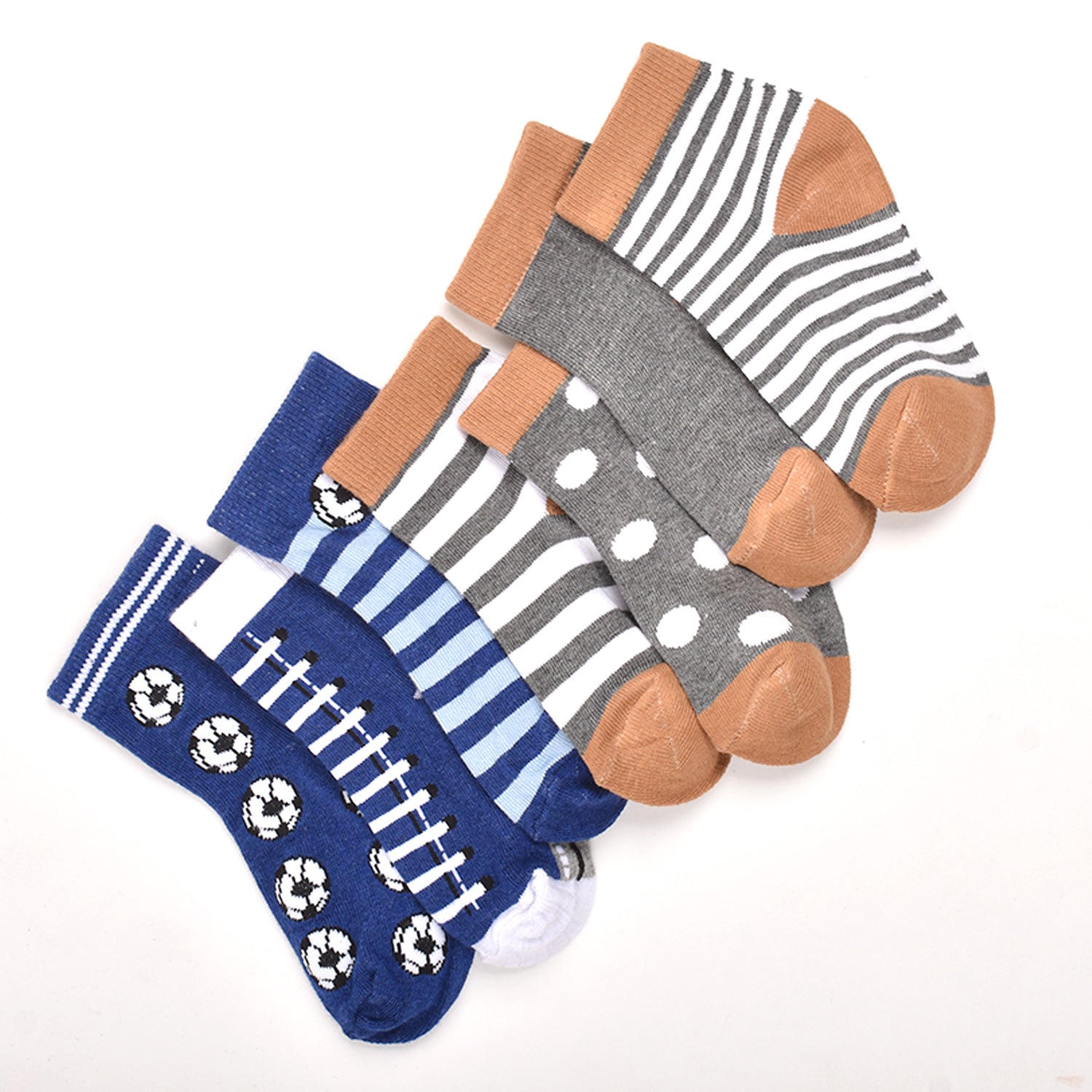 Footprints Super Soft Organic Cotton Kids Socks-Blue Baseball & P4 Grey |12-24 Months|-Pack of 7